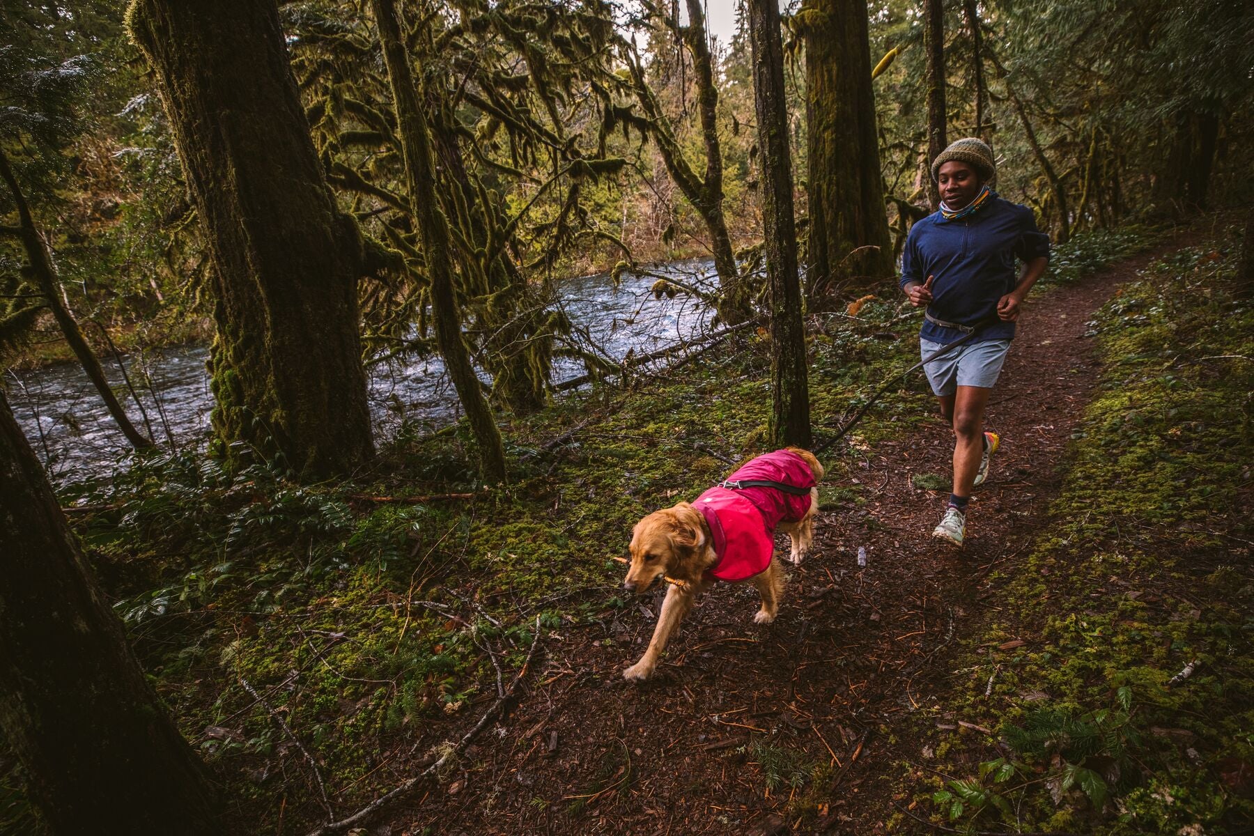 Waterproof & Windproof Dog Raincoat - Ruffwear Sun Shower™ Midnight Blue Dog Jacket for Outdoor Adventures, Hiking & Rainy Day Walks