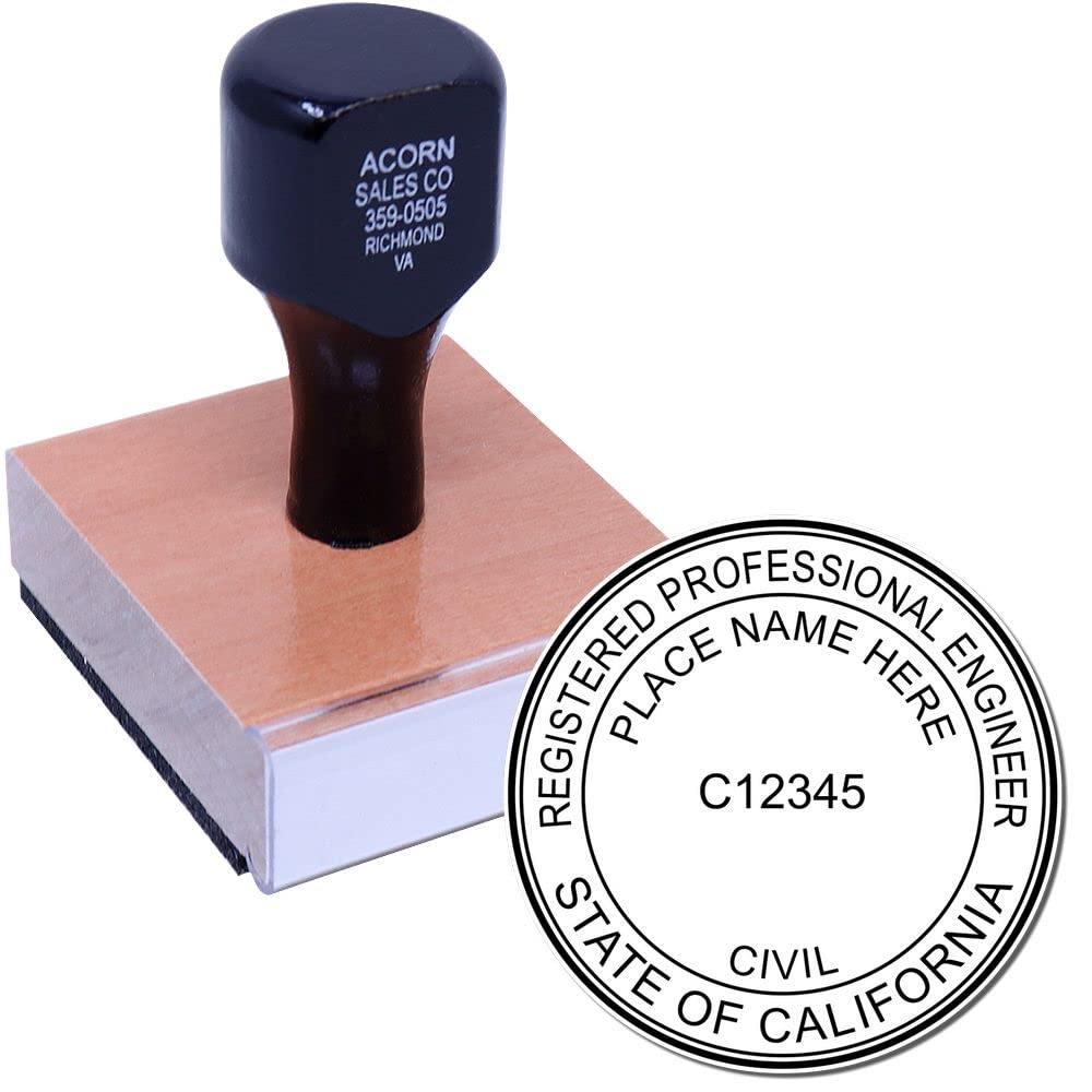 Premium Wood Handle California PE Seal Stamp, 1-5/8