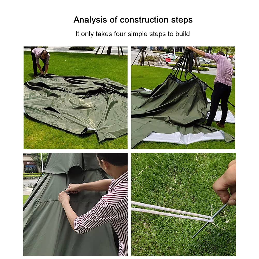 **Hot Tents for Camping - Tipi Tent with Stove Jack, Family Pyramid Tent for Outdoor Adventures, Backpacking, Hiking & Mountaineering - Heated Shelter, Green, 430 x 260 cm - Perfect for Winter Camping, Hunting Trips & Family Gatherings**
