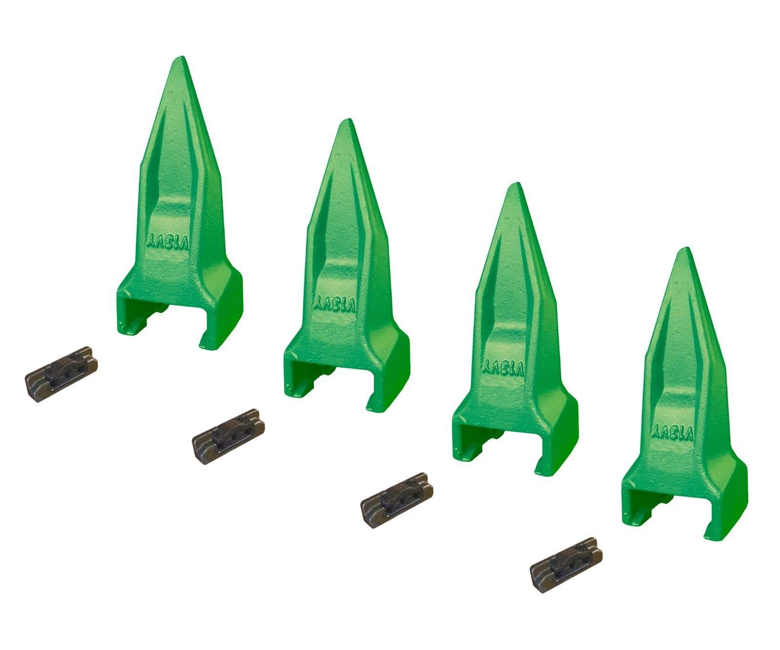 4-Pack Esco Style Super V Mini Excavator Bucket Teeth - V13VY & V13-17PN Replacement Parts for Tiger Rock Buckets - Heavy Duty Digging & Excavation Accessories for Construction, Landscaping & Mining Equipment