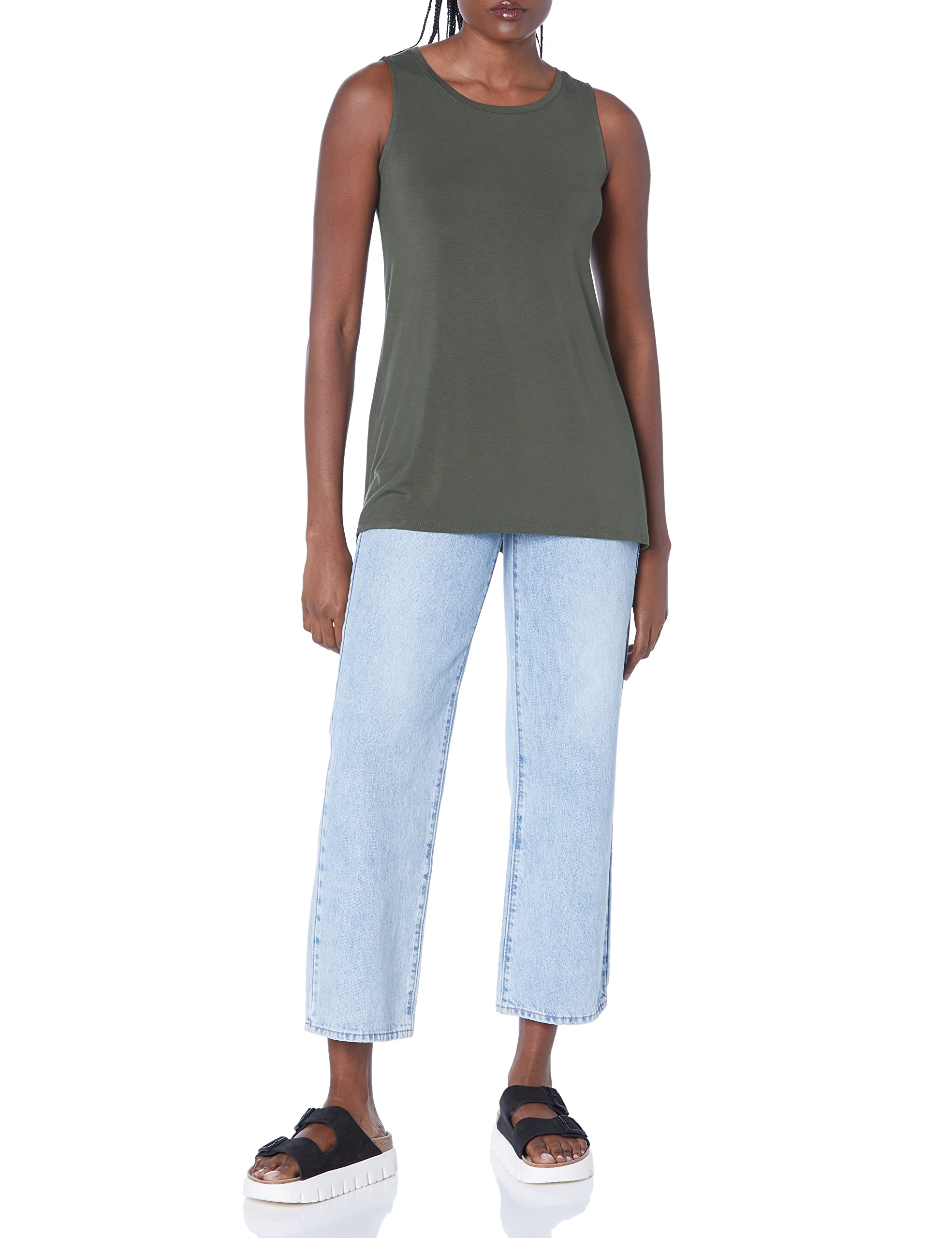 Amazon Essentials Women's Swing Tank Top - Plus Size Comfortable Casual V-Neck Tunic Blouse for Everyday Wear, Work & Summer Outfits