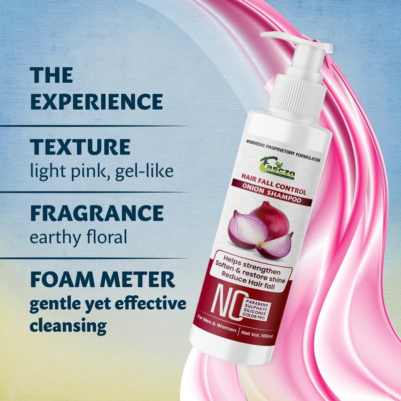 Onion Shampoo for Hair Fall Control - Anti Dandruff Treatment for Strong, Smooth & Silky Hair | Strengthens, Softens & Restores Natural Shine | 100ml Bottle | Perfect for Daily Use & Scalp Care