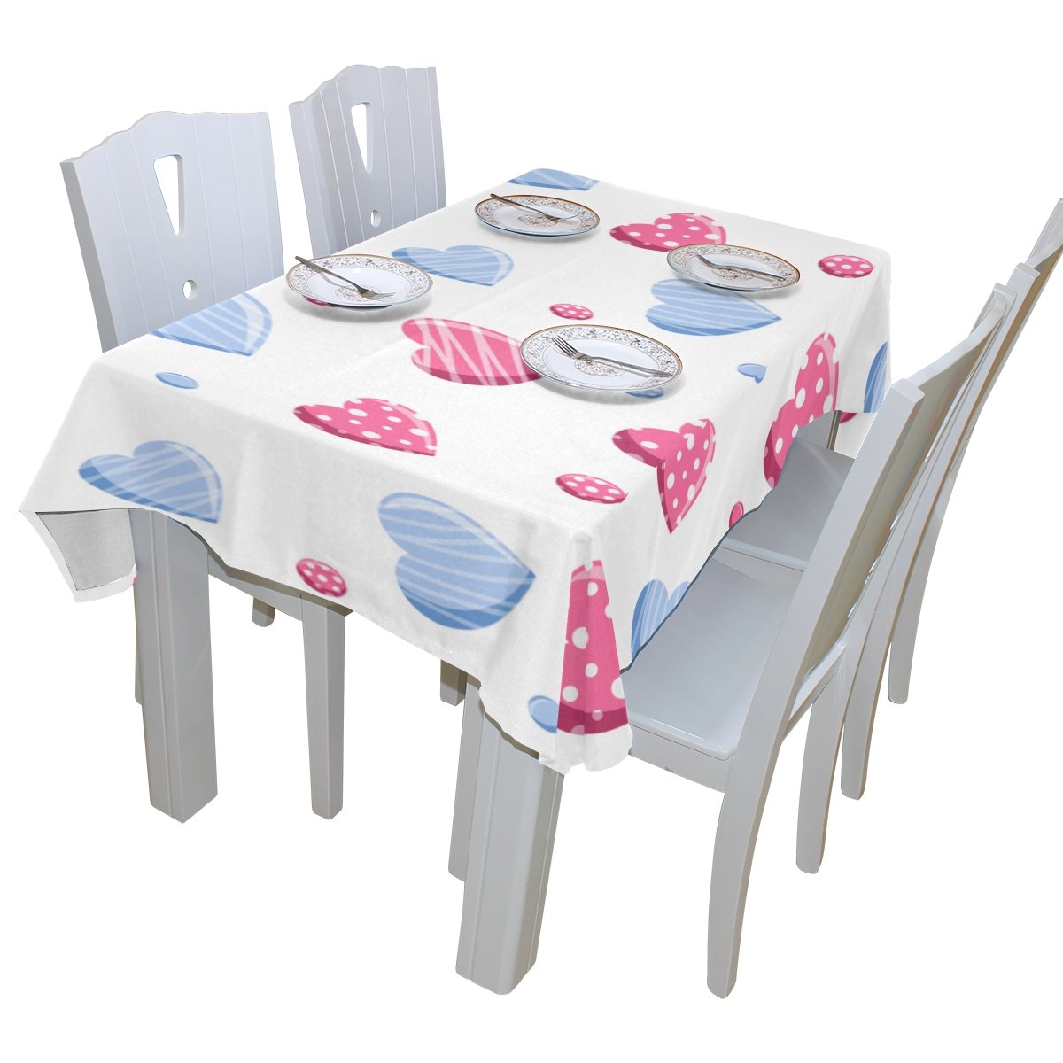 ALAZA U Life Valentine's Day Candy Heart Tablecloth - Love You Design for Wedding, Party & Home Decor - Rectangle, Square & Round Table Covers - Perfect for Spring, Summer & Living Room Events