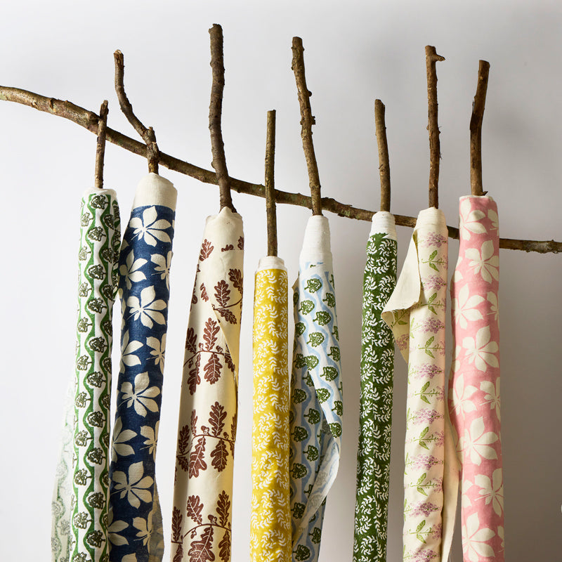 Handmade Block Printed Acorn Trail Brown Cotton Table Runner - Perfect for Fall and Thanksgiving Home Decor