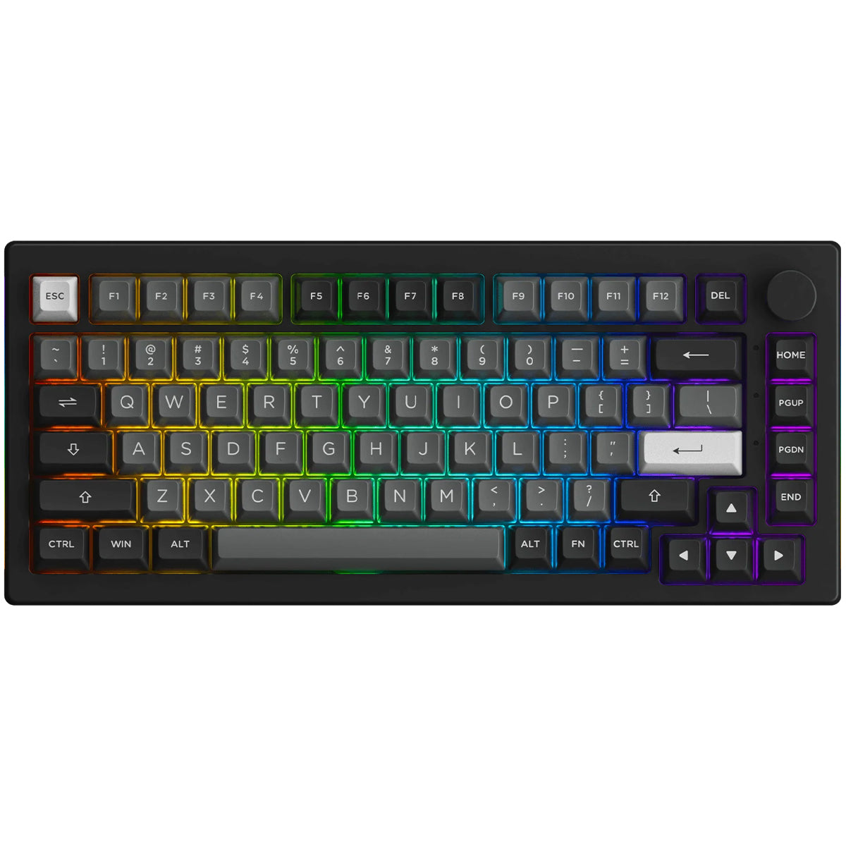 Akko 5075B Plus 75% Wireless Mechanical Keyboard with RGB Backlight - Black & Silver Color, Dracula Switch for Gaming, Typing & Office Work