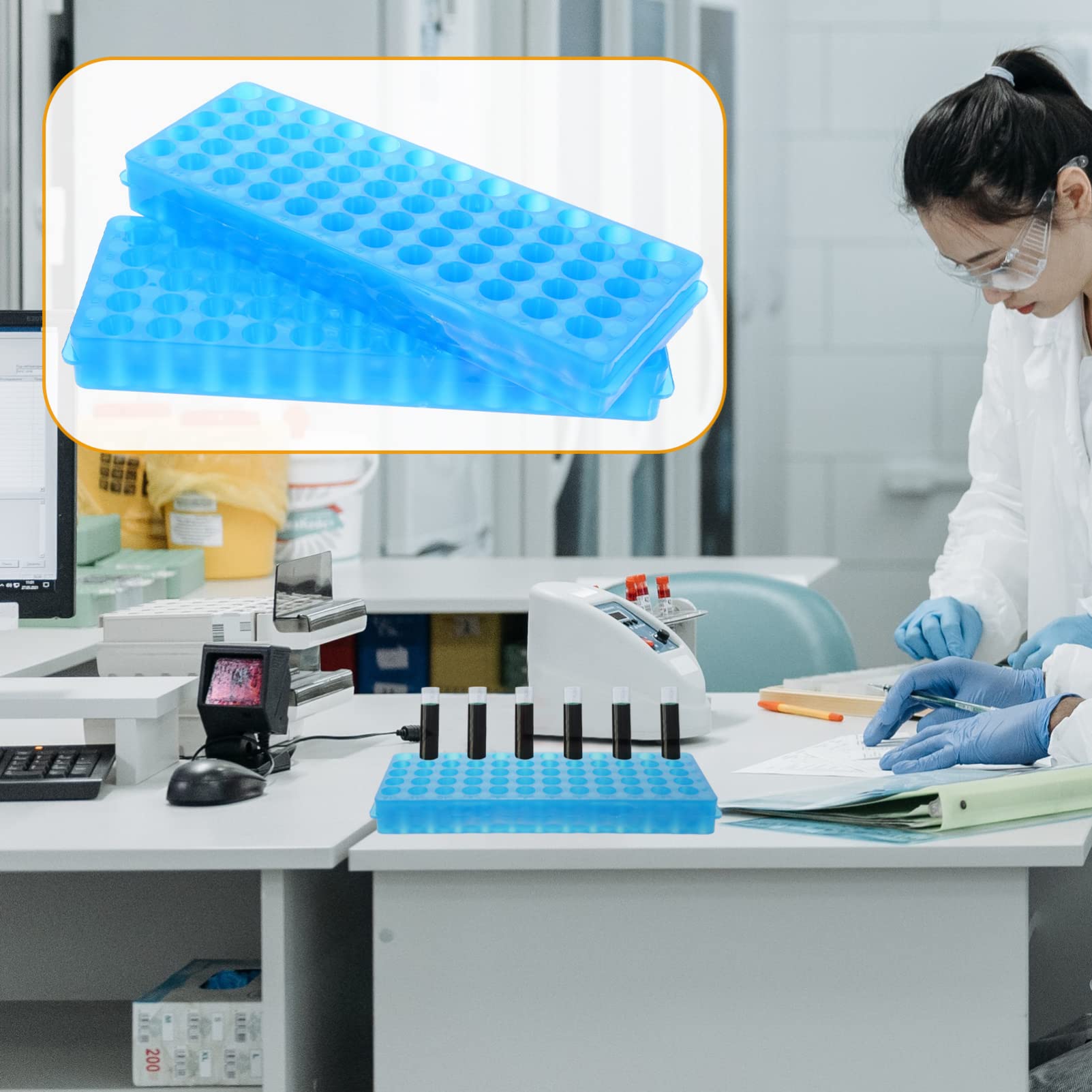 2pcs Plastic Centrifuge Tube Rack - Test Tube Holder for Laboratory, Vial & Shot Storage Rack with Durable Design | Ideal for Lab Sampling, Medical Testing & Scientific Experiments
