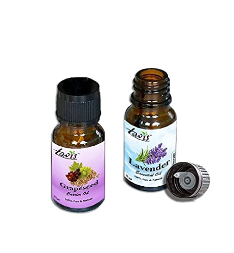Pure Grapeseed Oil & Lavender Essential Oil Set - Cold Pressed Carrier Oil for Skin & Hair Care, Aromatherapy Diffuser, Massage & DIY Beauty Products