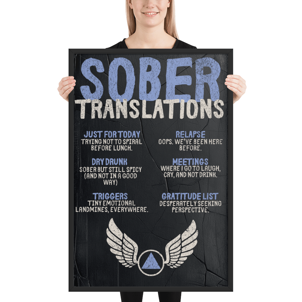 Sober Translations Vol. 2 - Motivational Recovery Poster for Addiction & Sobriety - Inspirational Wall Art for AA Meetings, Rehab Centers & Home Decor