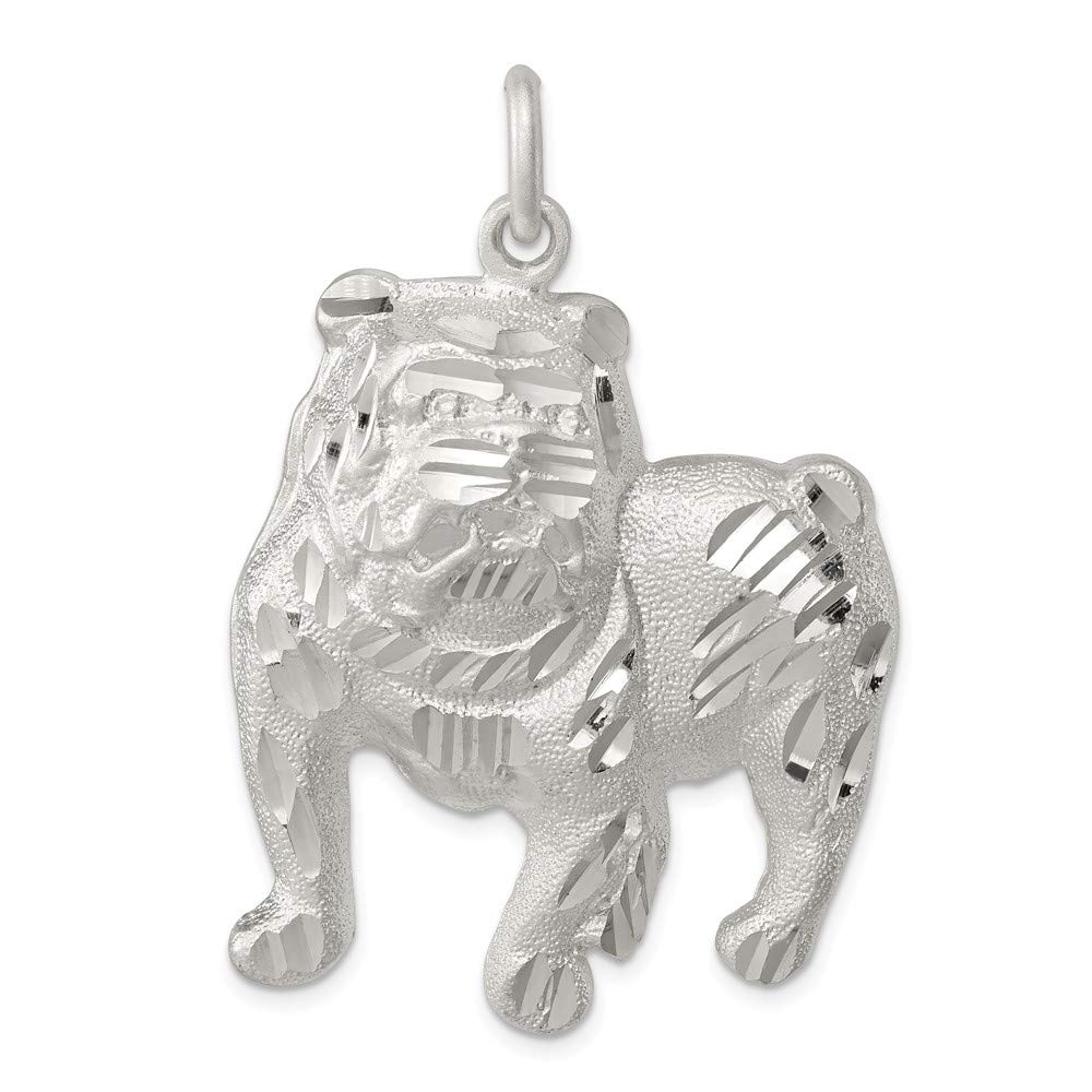 925 Sterling Silver Men's Bulldog Charm Pendant Necklace - 42mm x 35mm for Gifts, Fashion & Everyday Wear