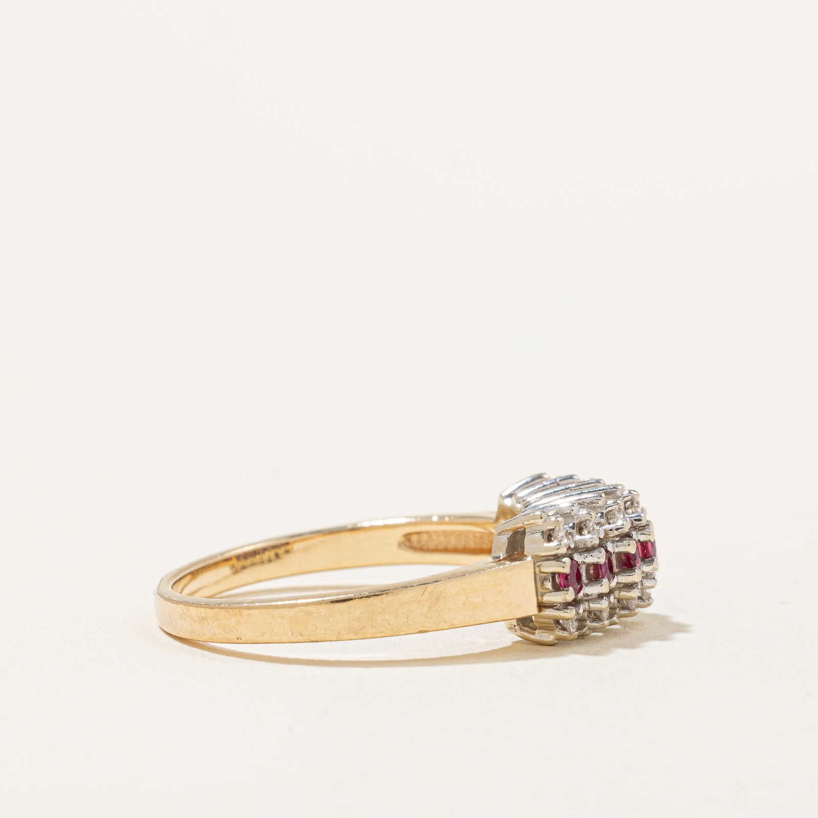 Exquisite Ruby & Diamond Row Ring | 0.18ctw Ruby & 0.10ctw Diamond | Size 6.5 | Elegant Jewelry for Women | Perfect for Anniversary, Engagement & Special Occasions