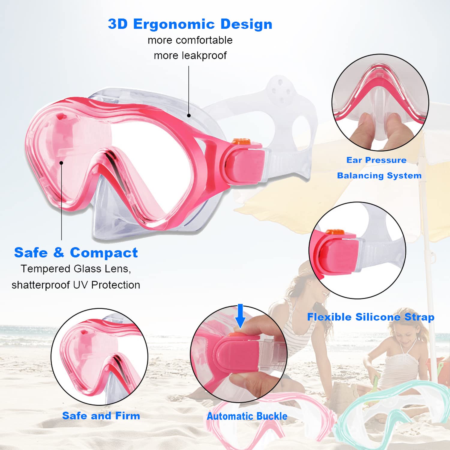 Kids Snorkel Set - Adjustable Diving Mask, Snorkel & Swim Fins with Anti-Fog Technology | Complete Snorkeling Gear for Children | Perfect for Pool, Beach & Ocean Adventures