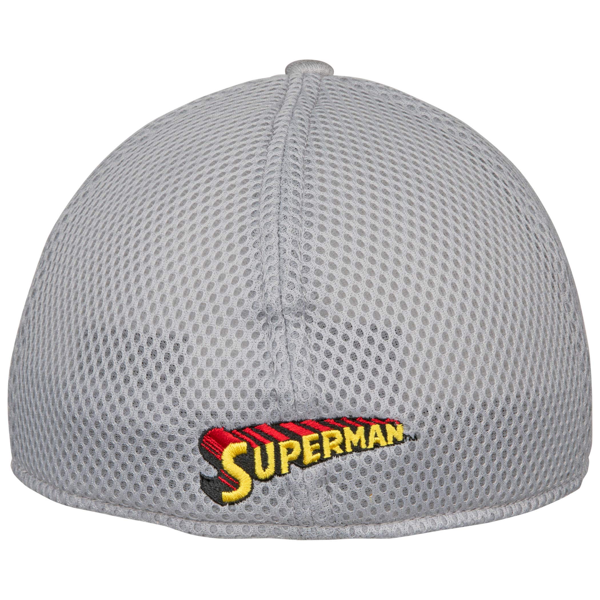 New Era Superman Symbol Grey Shadow Tech 39Thirty Fitted Hat for Men - Large/XLarge Size - Official DC Comics Merchandise - Perfect for Superhero Fans, Cosplay & Casual Wear