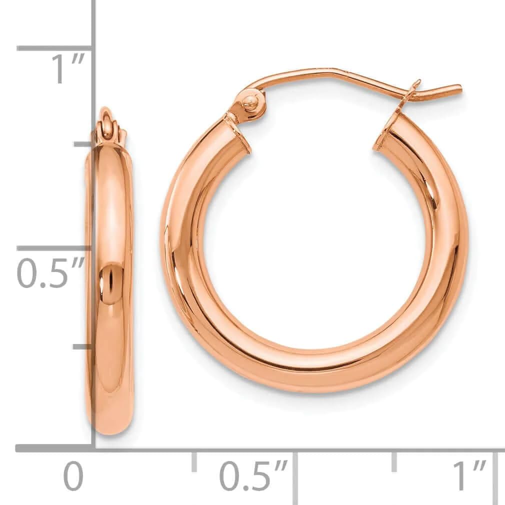 14K Rose Gold 3mm Hoop Earrings for Women - Dainty Minimalist Huggie Hoops - Perfect for Everyday Wear, Gifts & Special Occasions