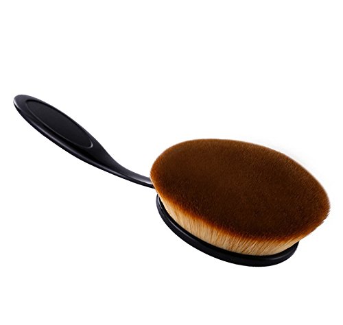 Futaba Big Oval Foundation & Loose Powder Brush - Soft Kabuki Makeup Brush for Flawless Face Application - Perfect for Liquid, Cream & Mineral Powder Cosmetics (Brown)