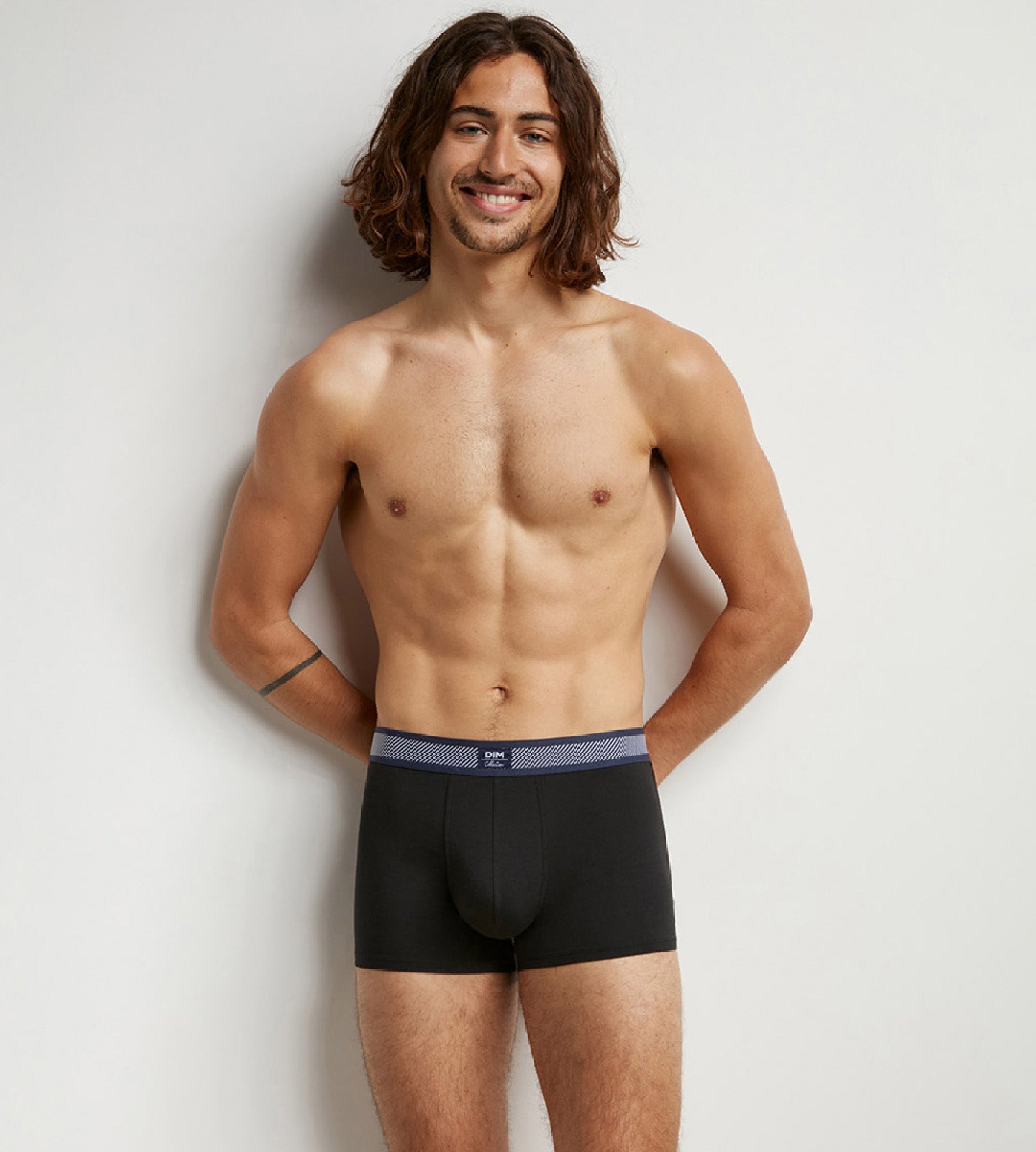 Men's Cotton Modal Boxer Briefs with Striped Waistband - Black - Comfortable & Breathable Underwear for Everyday Wear, Gym & Sleep