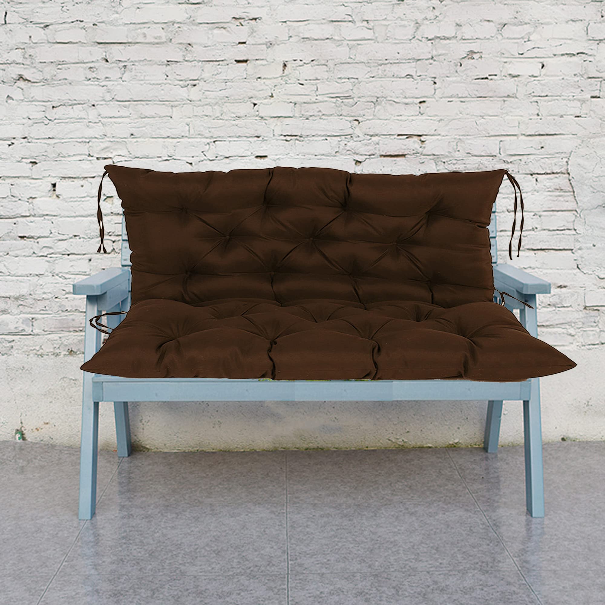 Soft Thick Waterproof Swing Cushion Replacement - 59x40in Bench Pad with Ties for Indoor/Outdoor Patio Swing, Hanging Chair & Floor Tatami Sofa - Durable Brown Cushion for Relaxation in Garden, Porch or Living Room
