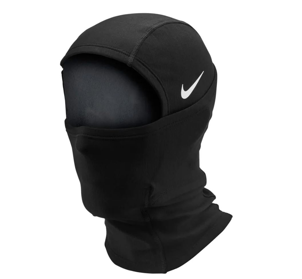 Nike Youth Pro Therma FIT Hyperwarm Hood Balaclava for Football - Black, One Size | Cold Weather Face Mask for Winter Sports & Outdoor Activities