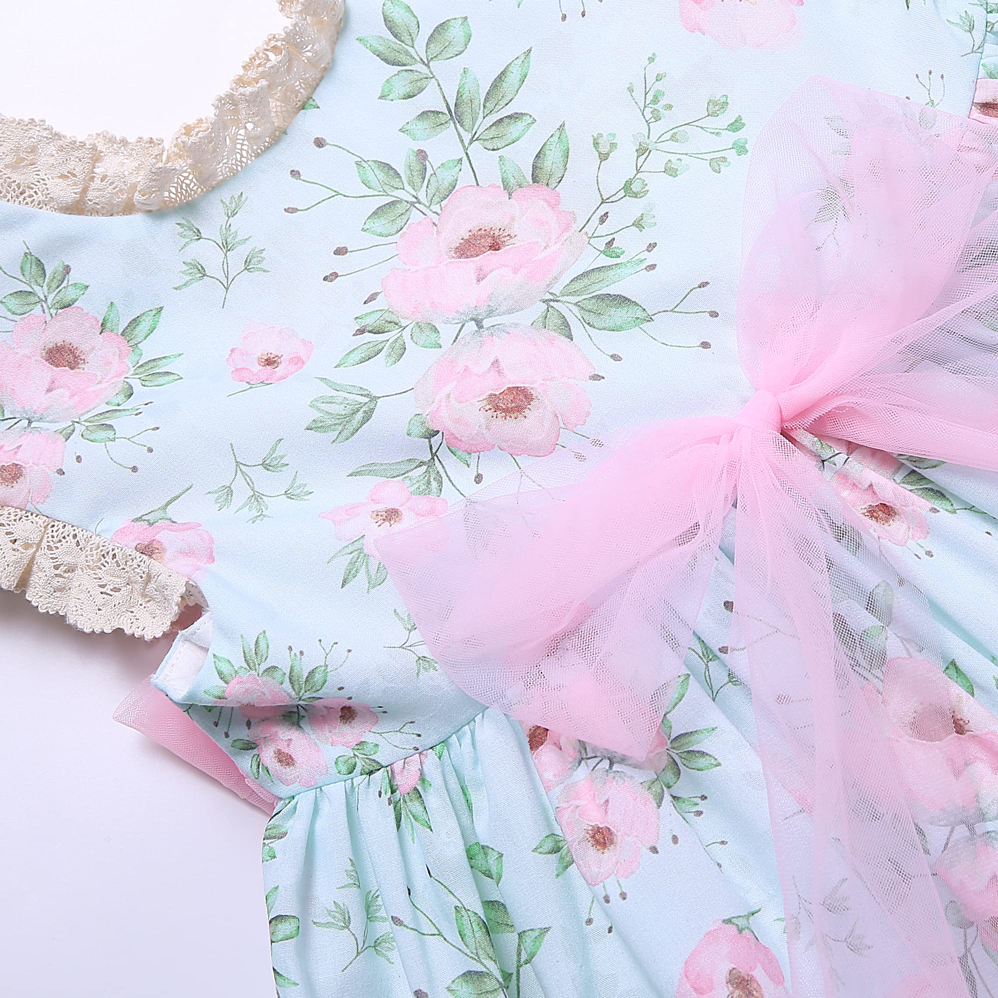Pettigirl Girls Floral Ruffle Lace Dress - Elegant Spring & Summer Casual Outfit for Toddlers - Perfect for Holidays, Parties & Special Occasions
