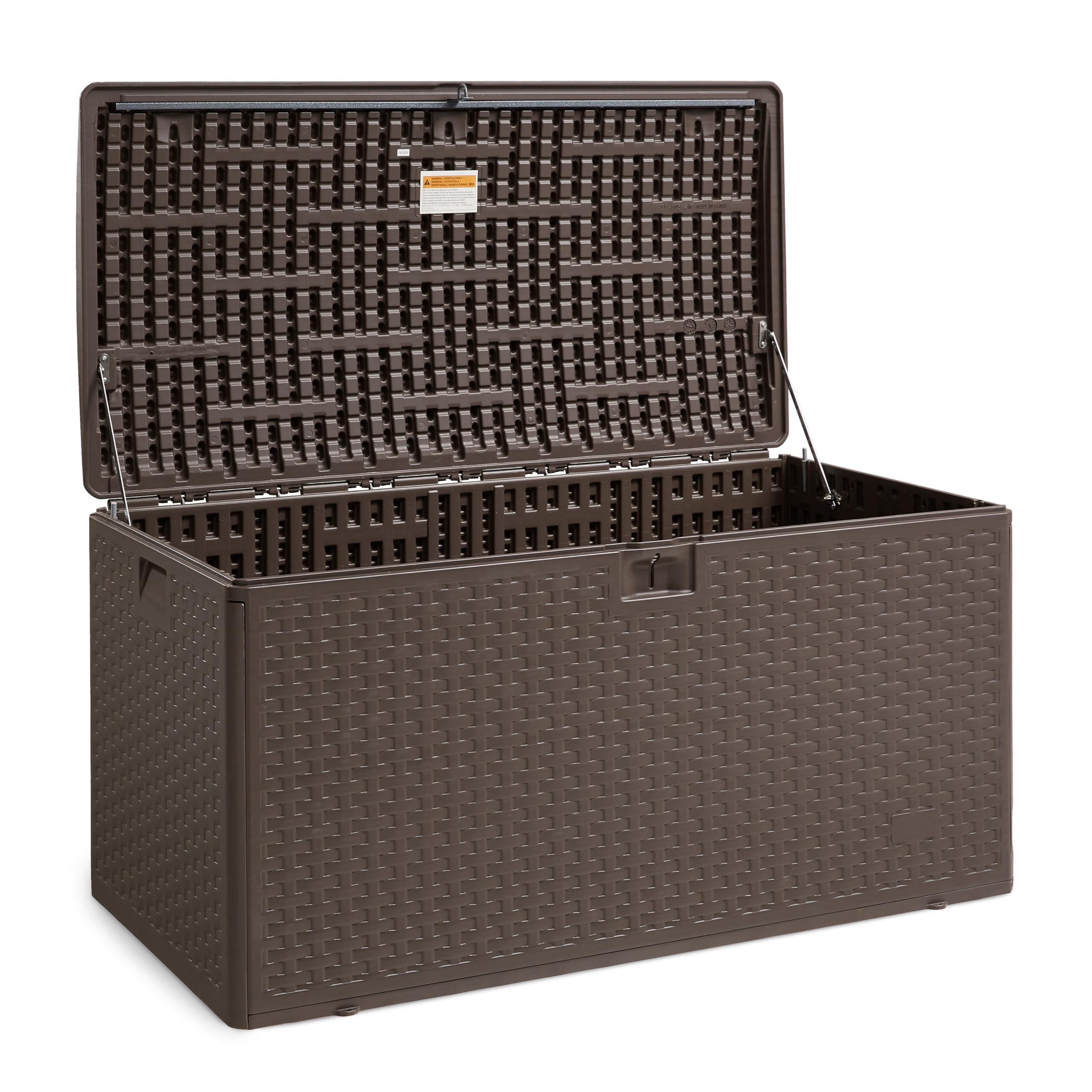 Amazon Basics 99 Gallon Outdoor Patio Storage Deck Box - Waterproof & Weather-resistant Deck Box for Patio Furniture Cushions, Garden Tools, Pool Accessories - Perfect for Backyard, Deck, and Poolside Storage (Brown)