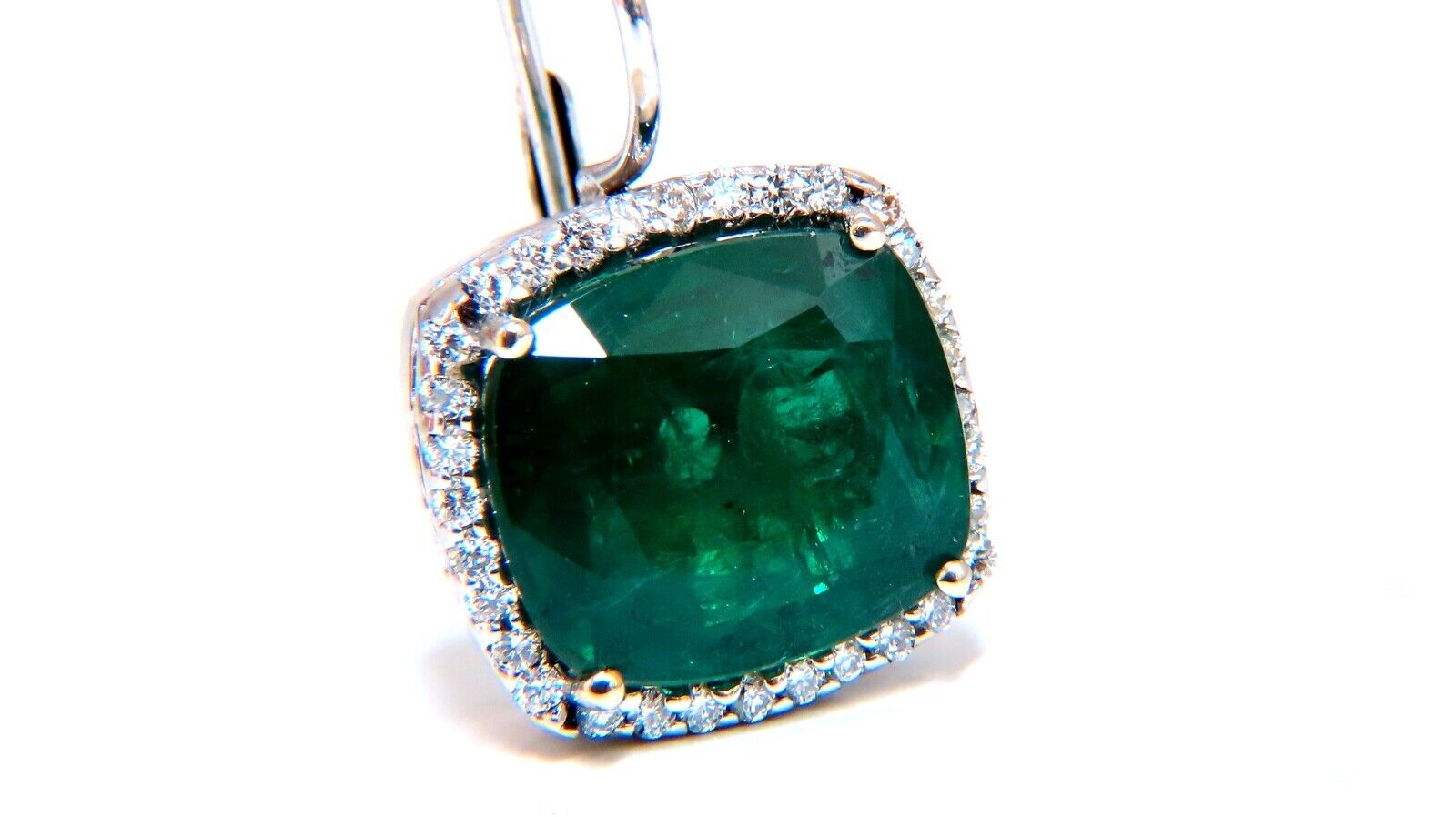 GIA Certified 17.05ct Natural Emerald and Diamond Earrings in 18K Gold Cluster Halo Design - Perfect for Weddings, Anniversaries & Special Occasions