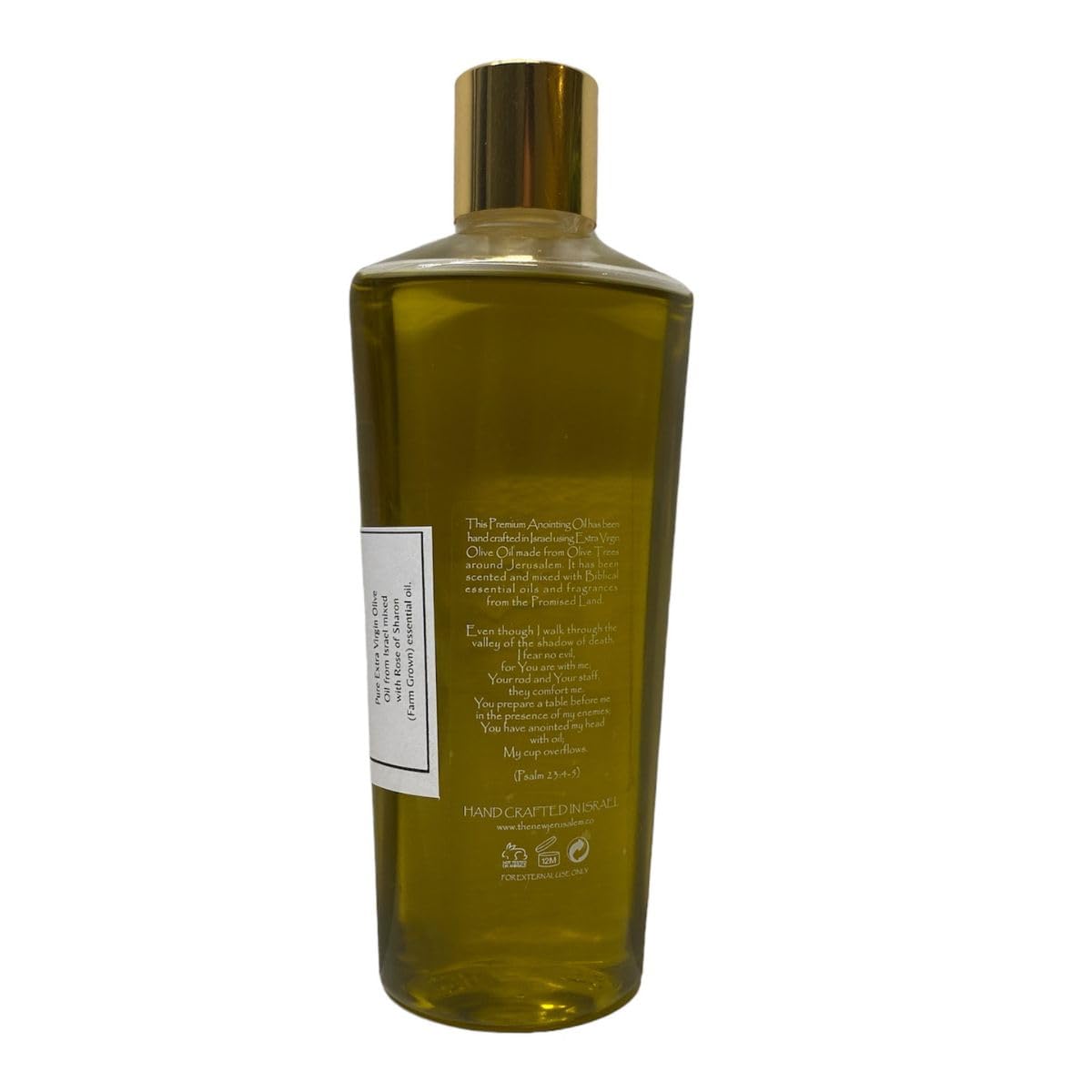 Handcrafted Rose of Sharon Anointing Oil from Holy Land - 100% Pure Extra Virgin Olive Oil & Essential Oils Blend - for Prayer, Worship, Spiritual Ceremonies & Home Blessings - 8.45 Fl Oz Holy Anointing Oil for Christian Faith & Biblical Practices