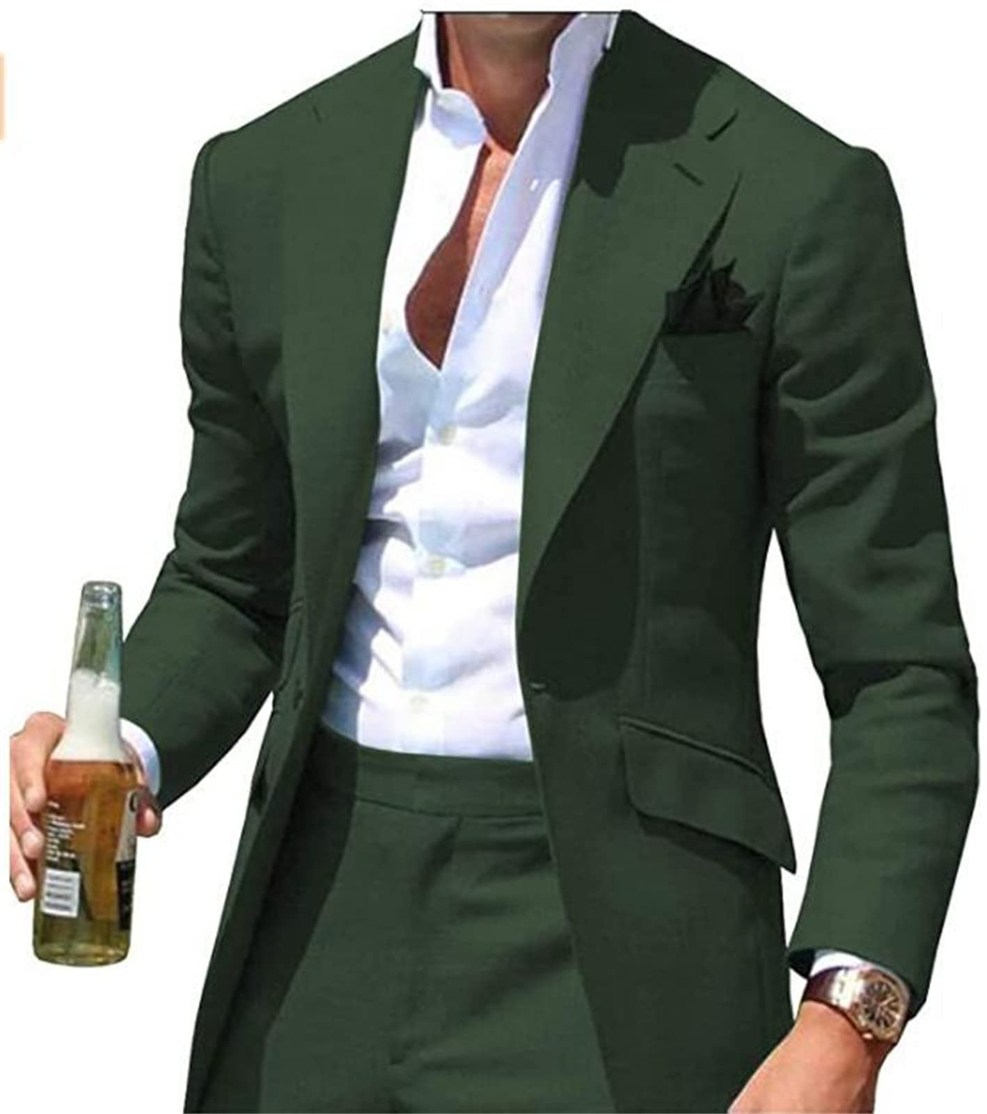 2 Pcs Men's Suits (Jacket + Pants) - Slim Fit Business Wedding Tuxedo Grooms Office Suits - Formal Attire for Groom, Business Meetings & Special Occasions