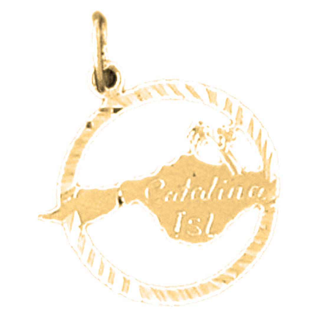 14K Yellow Gold Catalina Island Pendant Necklace - 19mm Jewelry for Women | Perfect for Beach Vacations, Gift Giving & Everyday Elegance