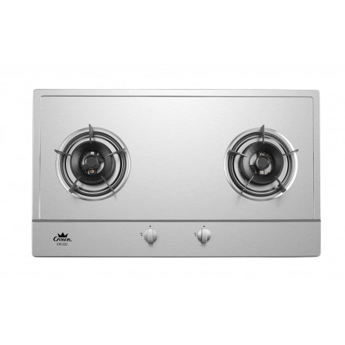 Premium Crown CR 222 / CR 2 Stainless Steel Built-In Gas Stove Hob - 4 Burner Cooktop for Modern Kitchens | Professional Cooking, Home Chefs & Restaurant Use