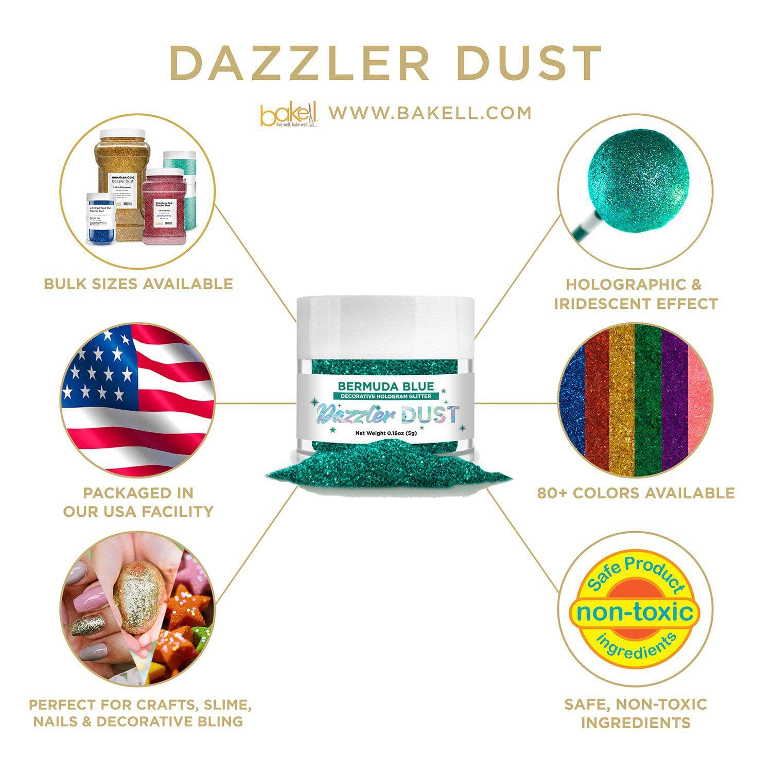 Premium Bermuda Blue Craft Glitter - Dazzler Dust® for DIY Projects, Scrapbooking & Home Decor | Fine Sparkle for Cards, Gifts & Party Decorations