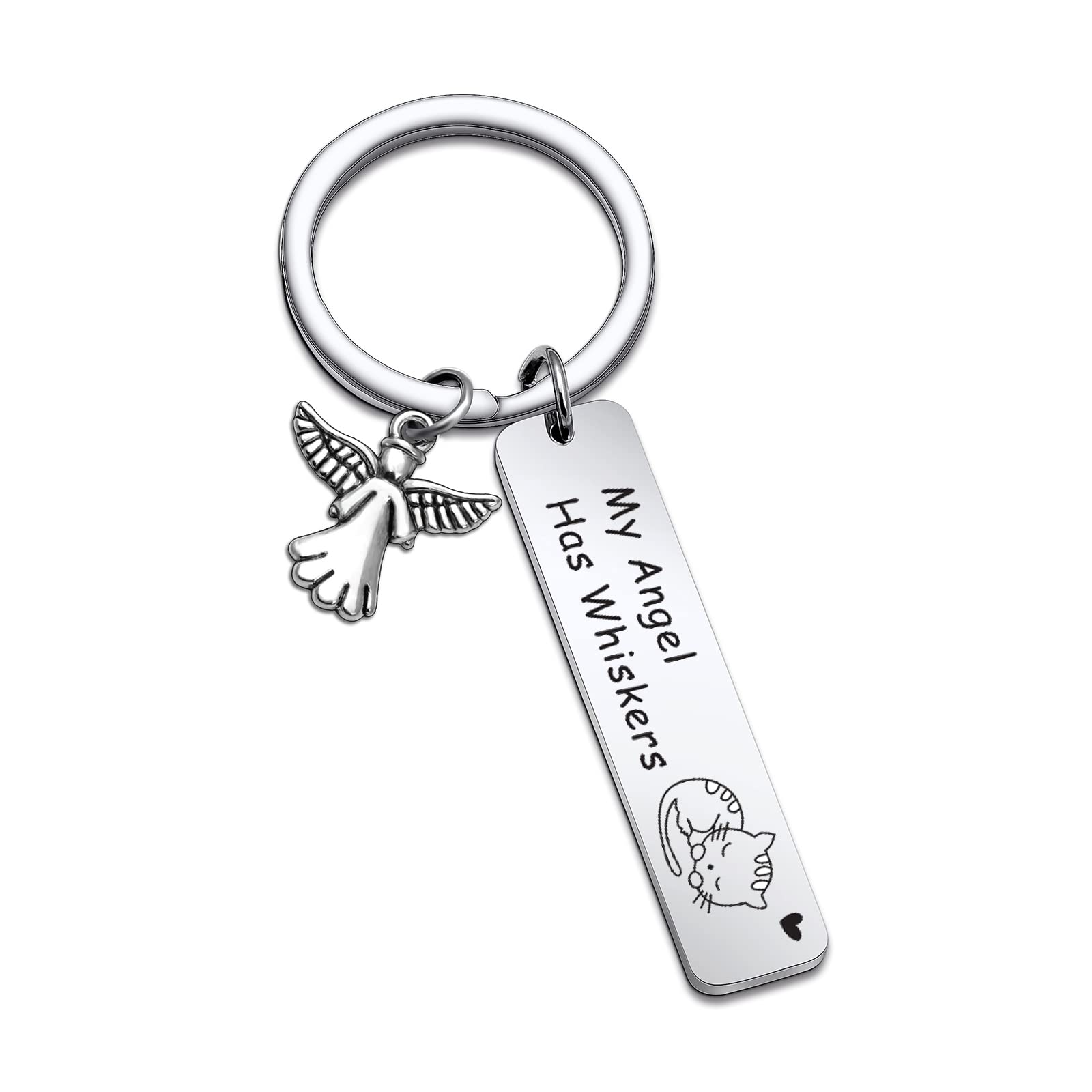 RSZOTW Cat Memorial Keychain - In Memory of Cat Jewelry, Sympathy Gift for Loss of Pet, Remembrance Keepsake for Cat Lovers | Perfect for Pet Memorials, Condolence Gifts & Healing After Losing a Feline Friend