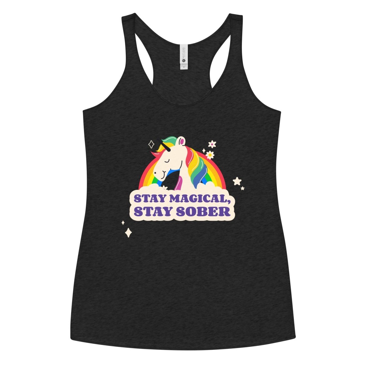 Stay Magical Stay Sober Women's Racerback Tank Top - Comfortable Workout & Yoga Apparel for Fitness & Casual Wear