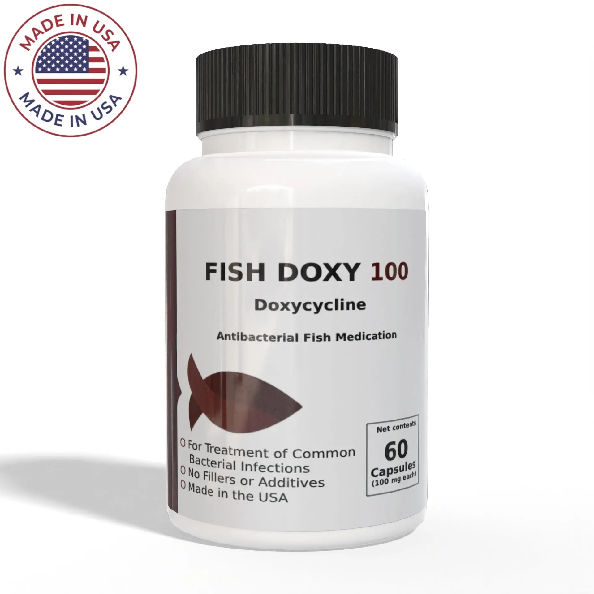 Fish Doxycycline 100 mg - 30 Capsules for Bacterial Infections | Aquarium & Pond Fish Treatment | Fast-Acting Antibiotic for Fin Rot, Columnaris & More