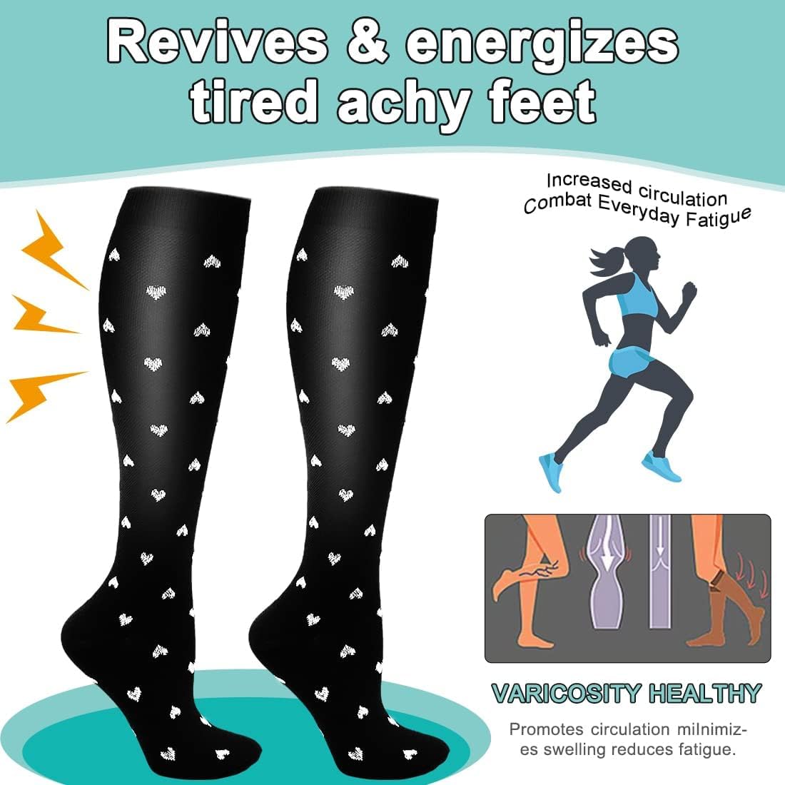 Best Compression Socks for Women & Men - Athletic Support, Improved Circulation & Faster Recovery - Ideal for Running, Travel & Post-Workout Recovery