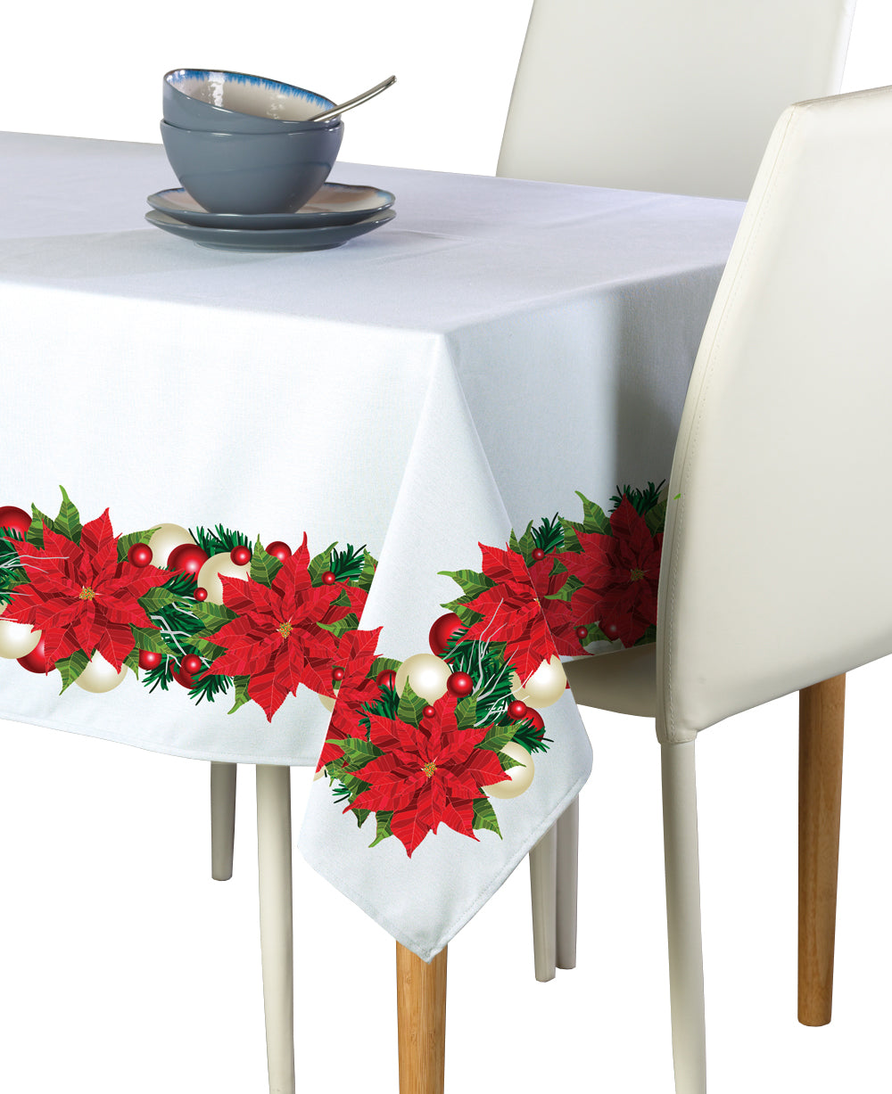 Christmas Poinsettia Garland Rectangles - Festive Holiday Decor for Home, Tree, and Fireplace | Red & Green Artificial Flowers for Xmas Party, Wedding, and Indoor/Outdoor Decorations