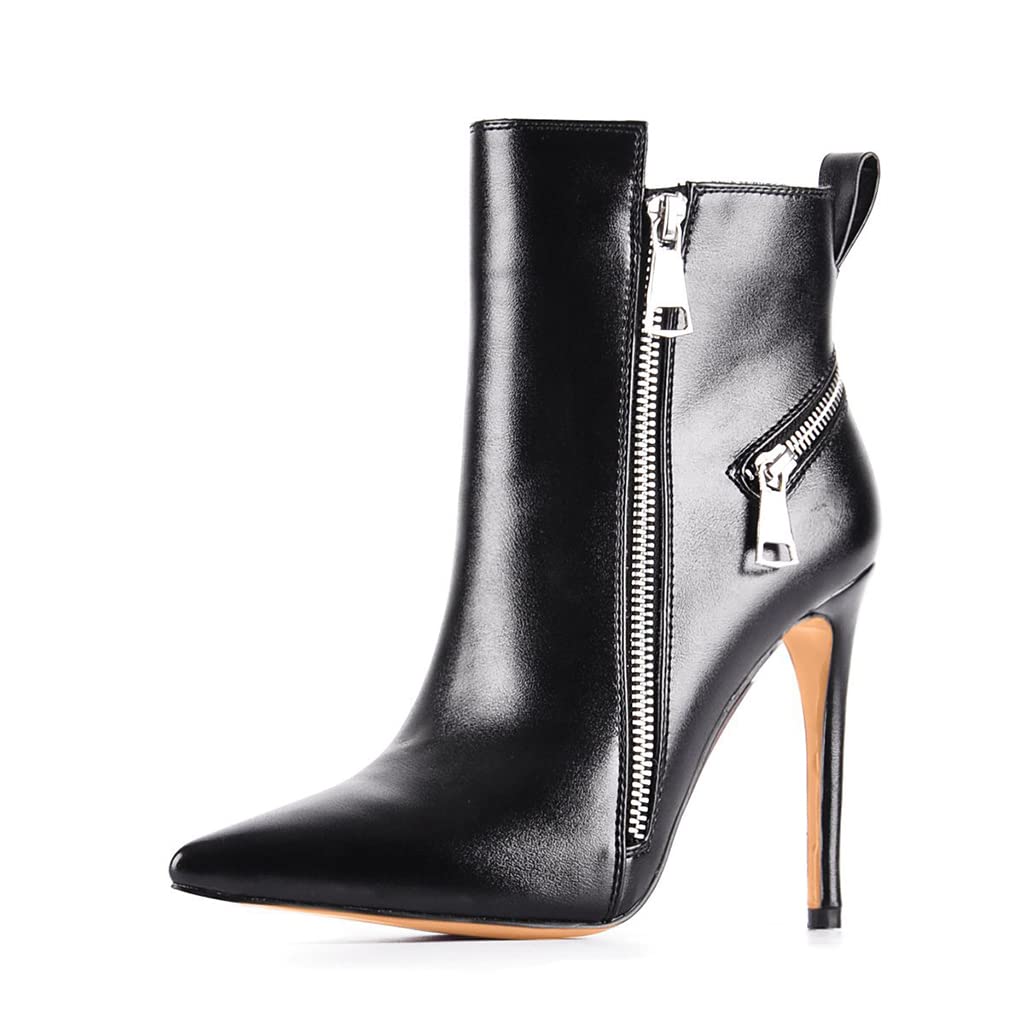 Stylish Women's Pointed-Toe Stiletto Ankle Boots - Leather High Heel Side Zipper Fashion Booties for Ladies | Perfect for Office, Party & Night Out