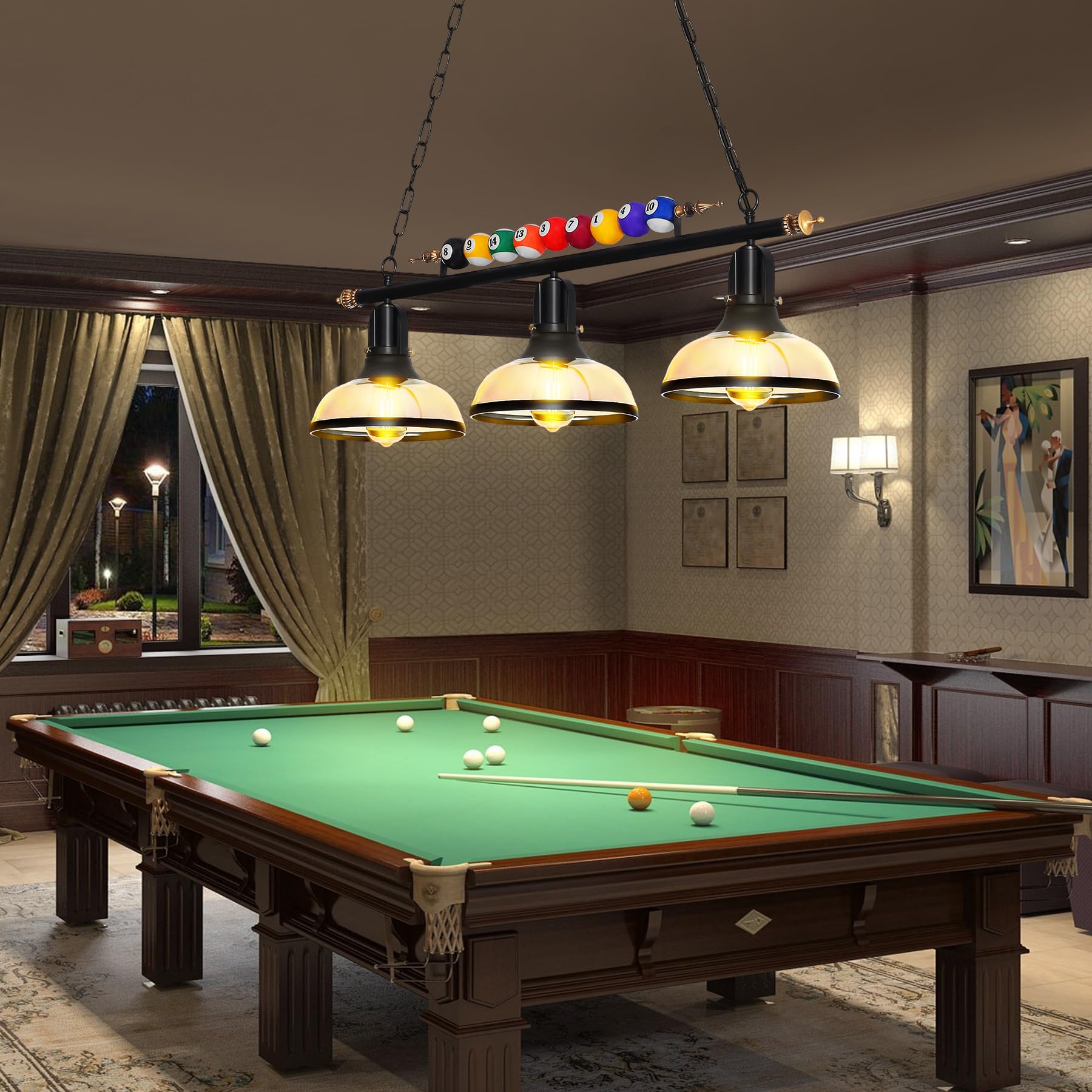 Premium Hanging Pool Table Light Fixture - Adjustable 27