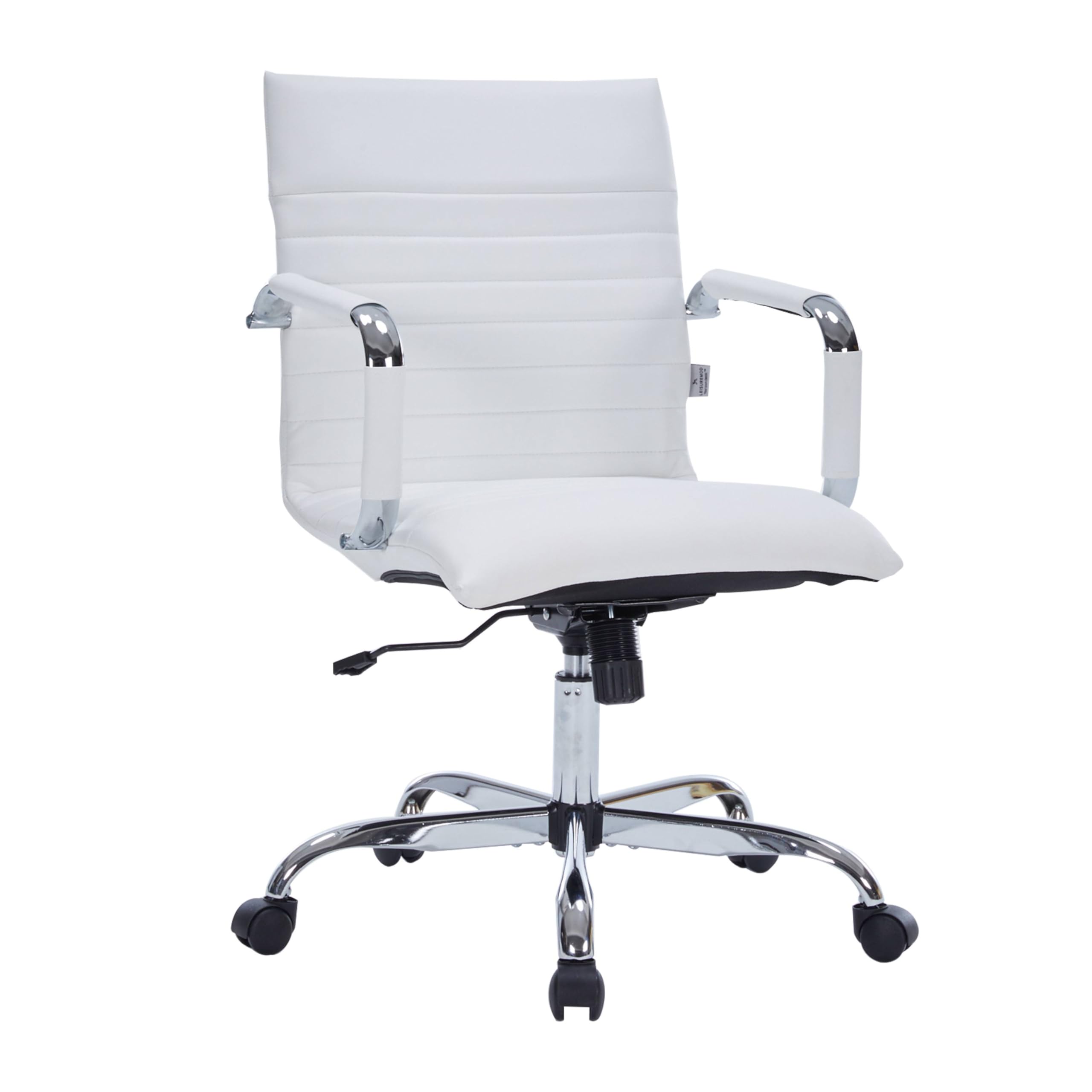 Premium Leather Office Chair - Modern Ergonomic Executive Desk Chair with Adjustable Height, Swivel & Tilt Function - White - Perfect for Home Office, Conference Rooms & Workspaces