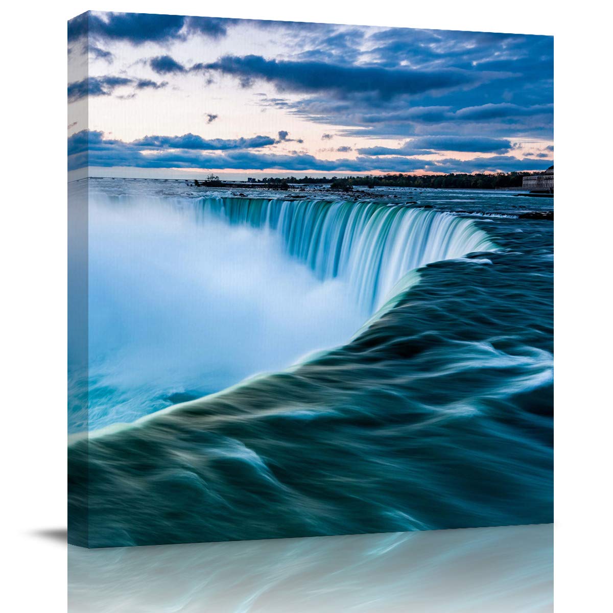 Framed Canvas Wall Art - Niagara Falls Before Sunrise Abstract Painting Print, 24