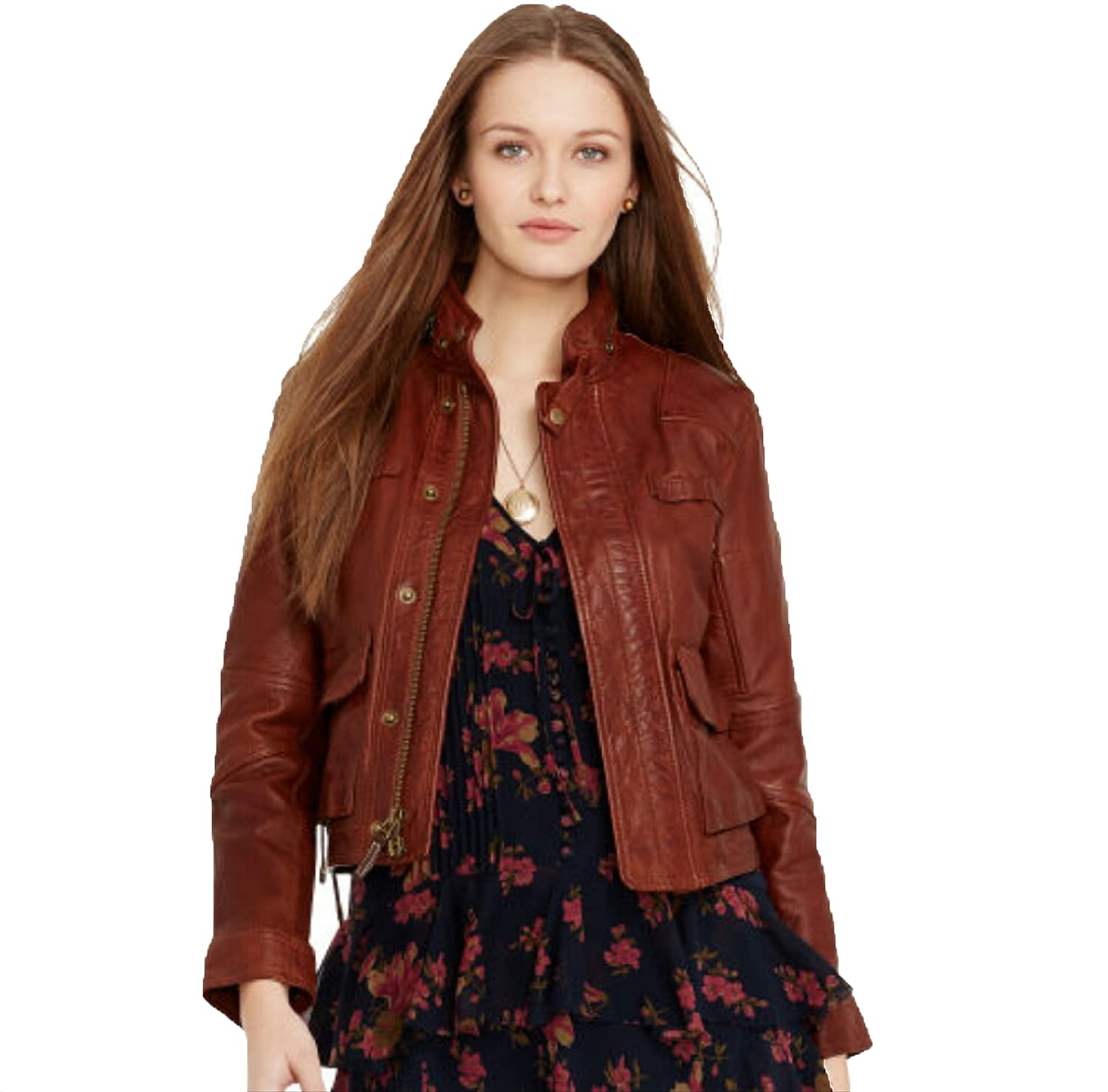 Captain Cory Women's Brown Faux Leather Bomber Jacket - Stylish Biker Jacket for Casual Outings & Motorcycle Rides
