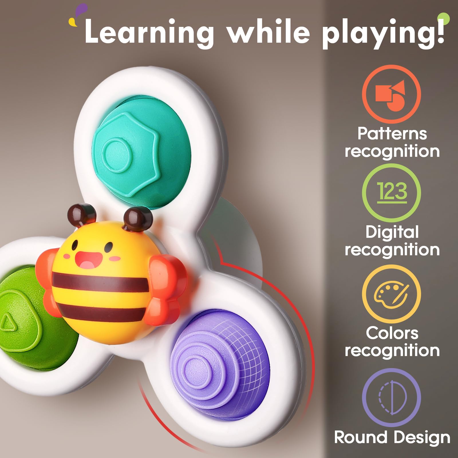 ALASOU 3PCS Pop Suction Cup Spinner Toys for Toddlers 1-3 Years - Sensory Baby Bath Toys & Novelty Spinning Tops for 1-2 Year Old Boys Girls - Perfect 12-18 Months Birthday Gift for Infants | Fun Bath Time, Sensory Play & Early Learning Activity