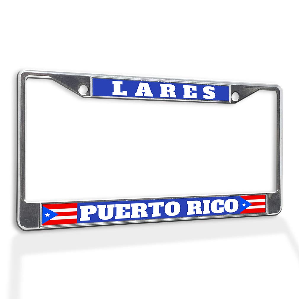 Premium Metal License Plate Frame with Puerto Rico & USA Flag Design - Weatherproof Chrome Car Accessory with 2 Solid Holes | Durable Auto Decoration for Cars, Trucks & SUVs | Perfect for Road Trips, Car Shows & Patriotic Display