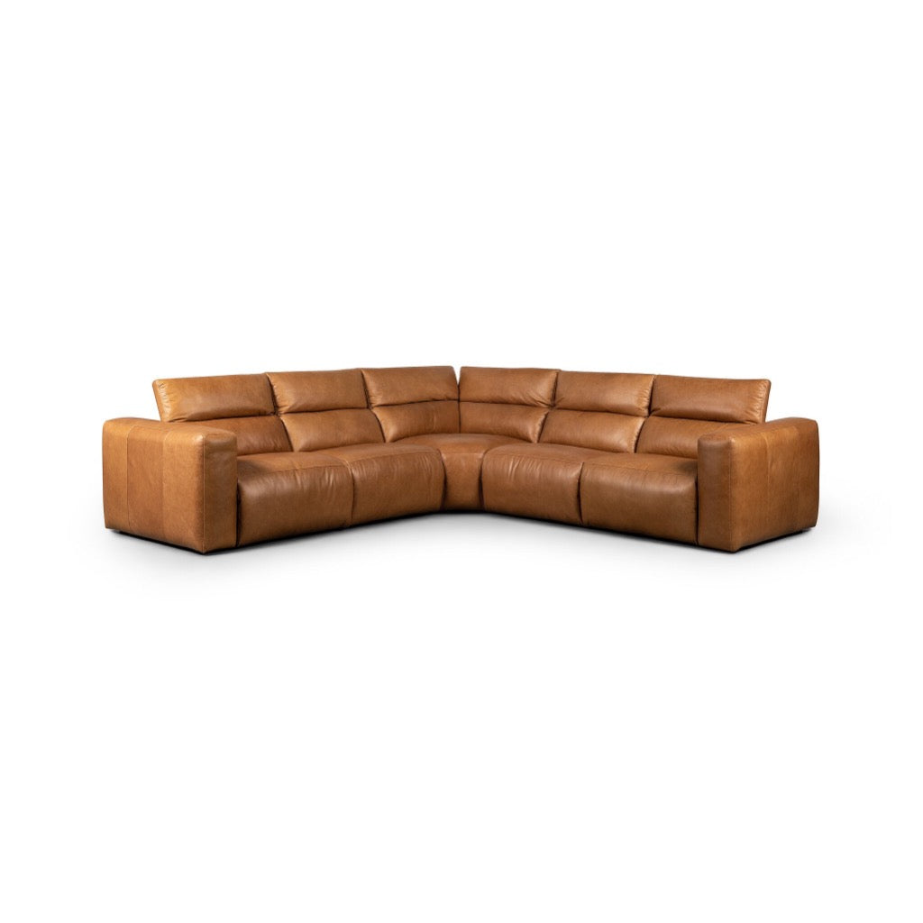 Radley Power Recliner 5-Piece Sectional Sofa Set in Sonoma Butterscotch - Modern Living Room Furniture for Home Theater & Family Gatherings