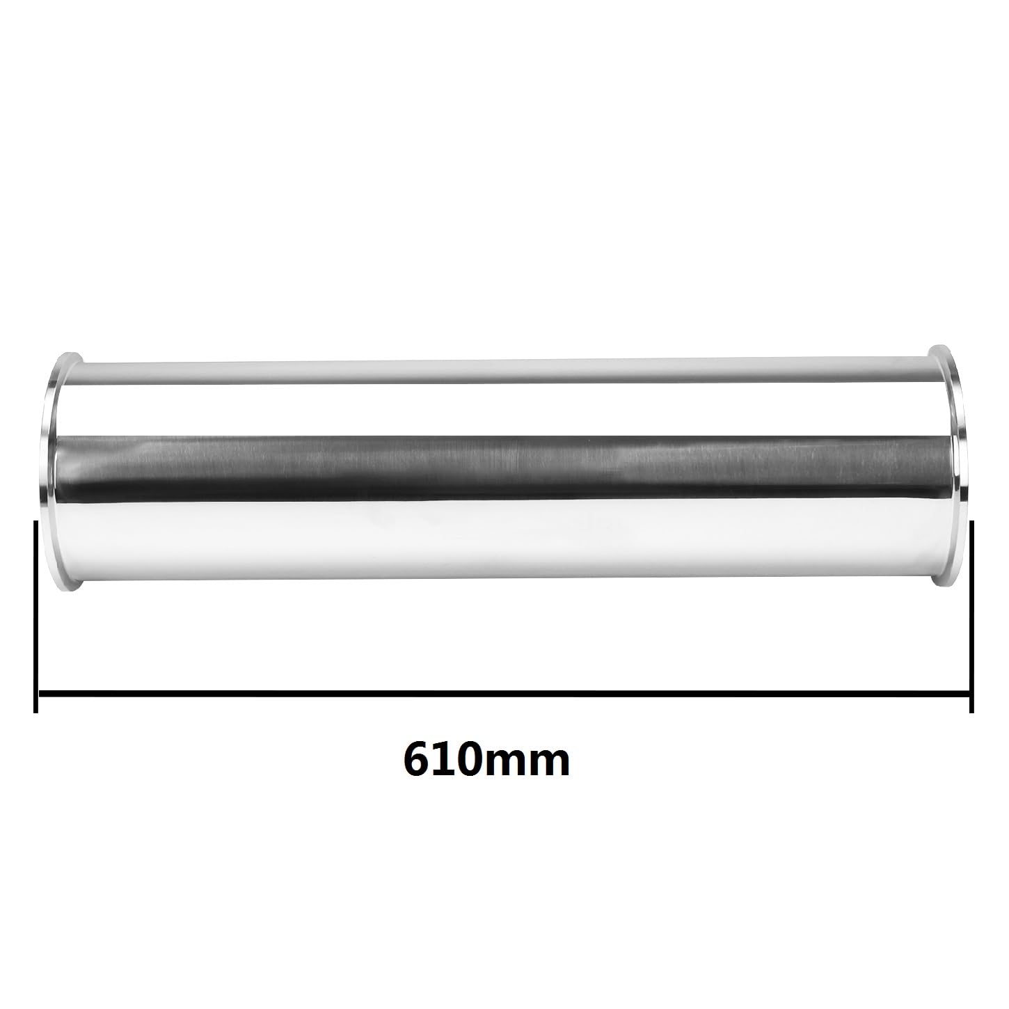 DERNORD 304 Stainless Steel Sanitary Spool Tube - 6 Inch Tri Clamp Ferrule Flange, 24 Inch (610mm) Length - Food Grade Seamless Round Tubing for Brewing, Dairy, Pharmaceutical & Beverage Processing
