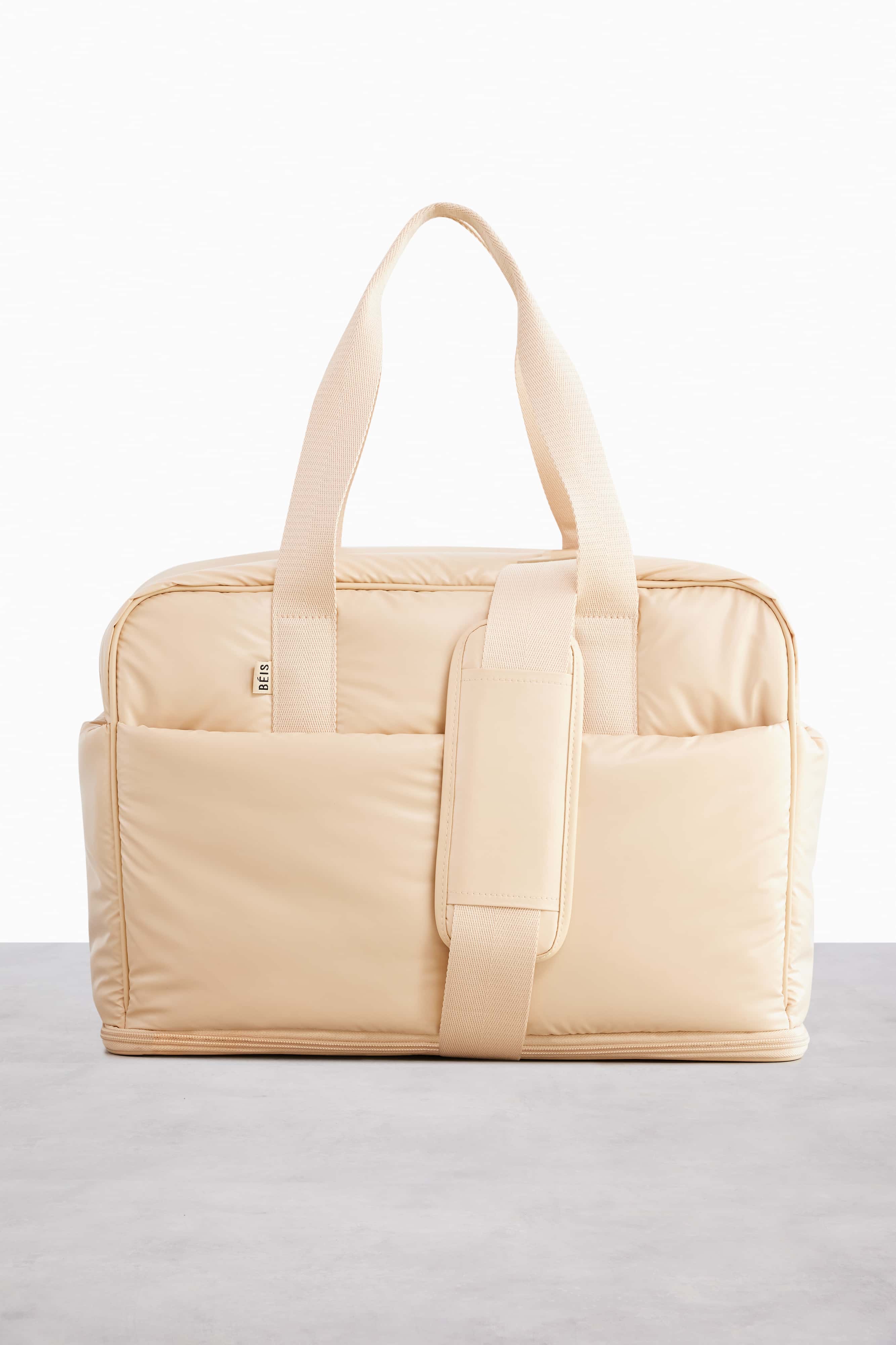 Expandable Beige Duffle Bag - Lightweight Travel Duffel with Adjustable Straps for Gym, Weekend Trips & Outdoor Adventures