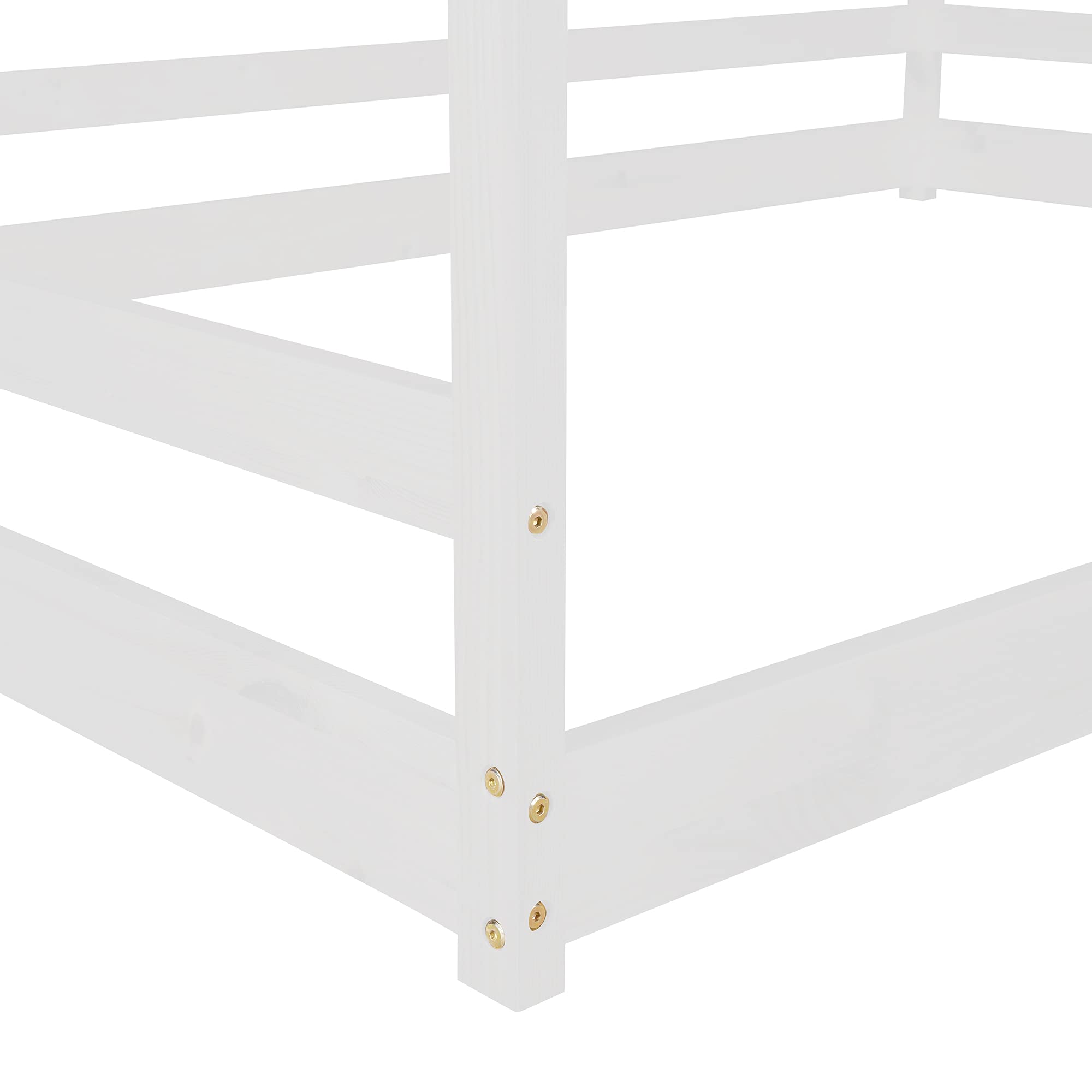 LZ LEISURE ZONE Full Size House Bed Frame - Solid Wood Platform Bed with Headboard, White - Perfect for Bedroom, Guest Room & Kids Room Furniture