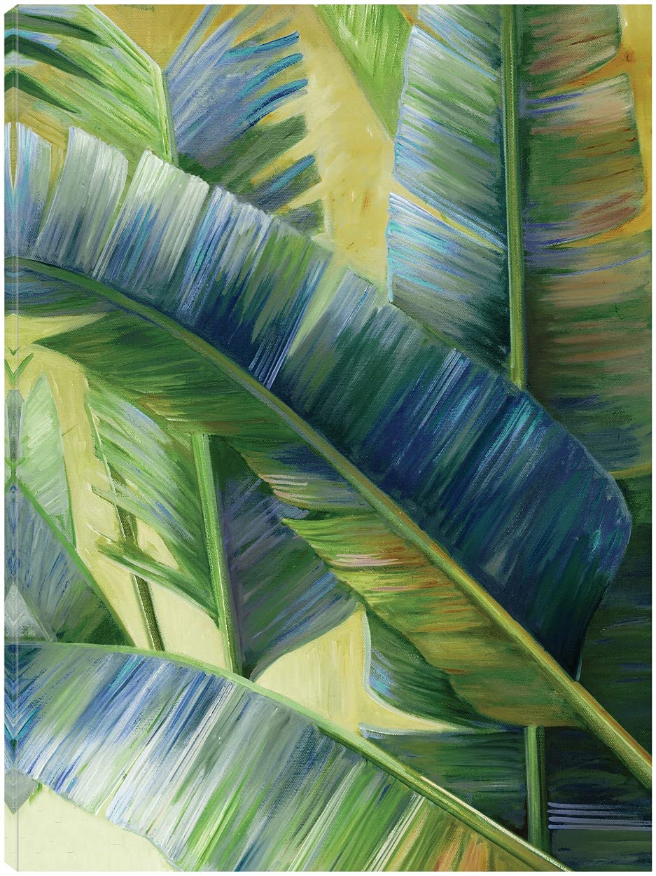 Blue Tropic Fine Art Canvas Wall Decor by Elaine Vollherbst-Lane - Tropical Beach Painting for Living Room, Bedroom, Office & More - Ready to Hang 24x32 Inches - Perfect for Coastal, Boho & Modern Home Decor