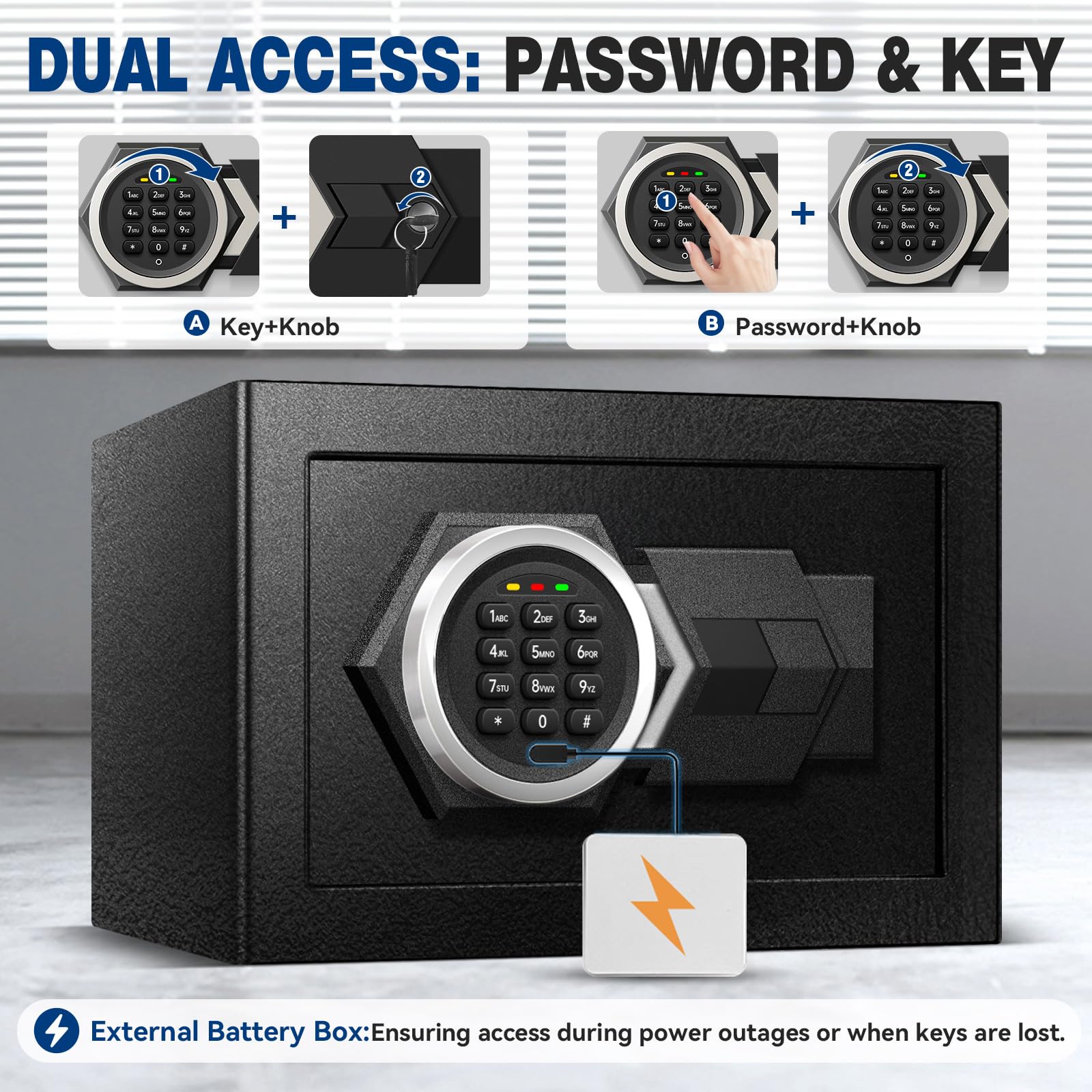 1.0 Cu Ft Digital Safe Box - Electronic Keypad Security Safe for Home with Removable Shelf | Fireproof & Theft Proof Steel Safe for Money, Jewelry, Guns & Important Documents | Perfect for Bedroom, Office & Closet Storage