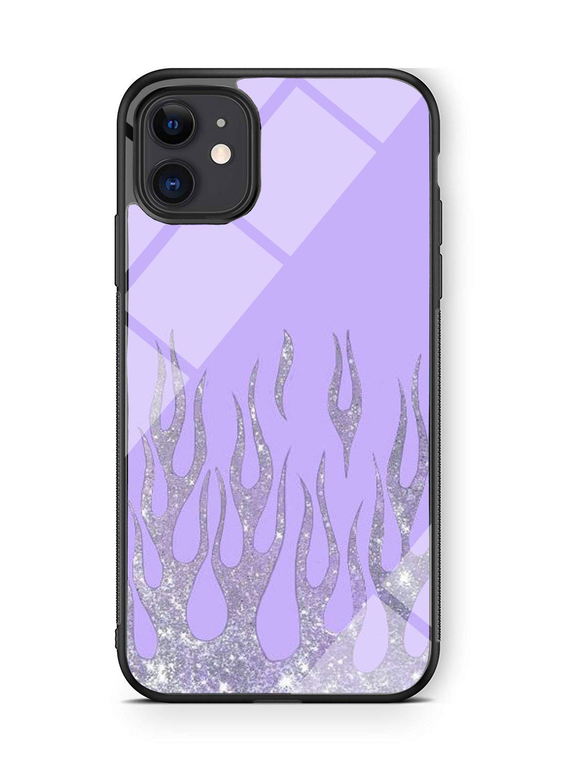 Premium iPhone 11 Pro Max Case - Blue Purple Flame Design, Ultra-Thin Soft TPU with Tempered Glass Back - Shockproof Protective Cover for Apple iPhone 11 Pro Max (6.5 Inch) - Perfect for Daily Use, Travel & Outdoor Activities