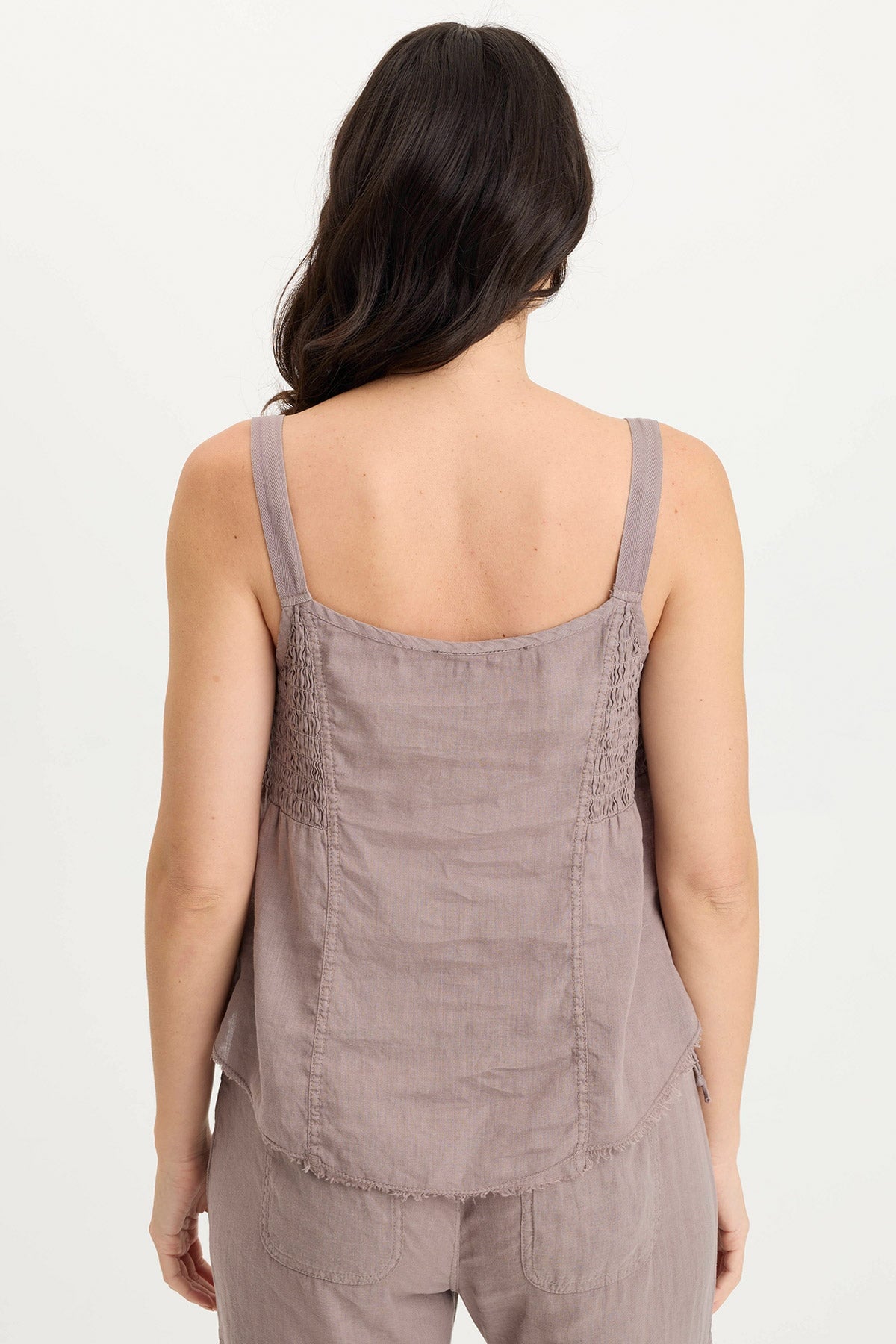 Fernley Linen Ruched Tank Top for Women - Breathable Summer Casual Blouse - Perfect for Beach, Vacation & Everyday Wear