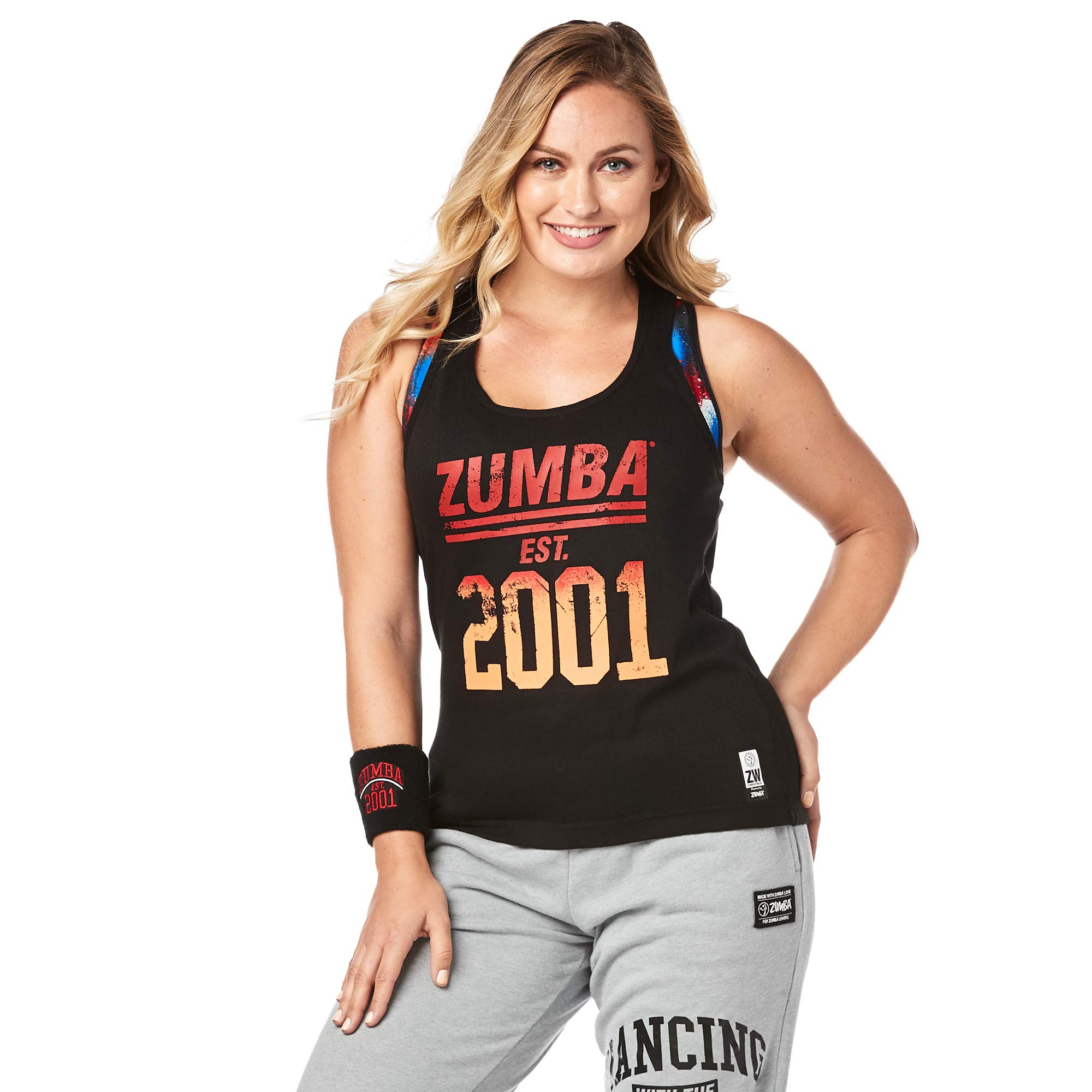 Zumba Graphic Print Fitness Dance Workout Racerback Tank Tops for Women - Breathable Moisture-Wicking Activewear for Dance Class, Gym & Yoga